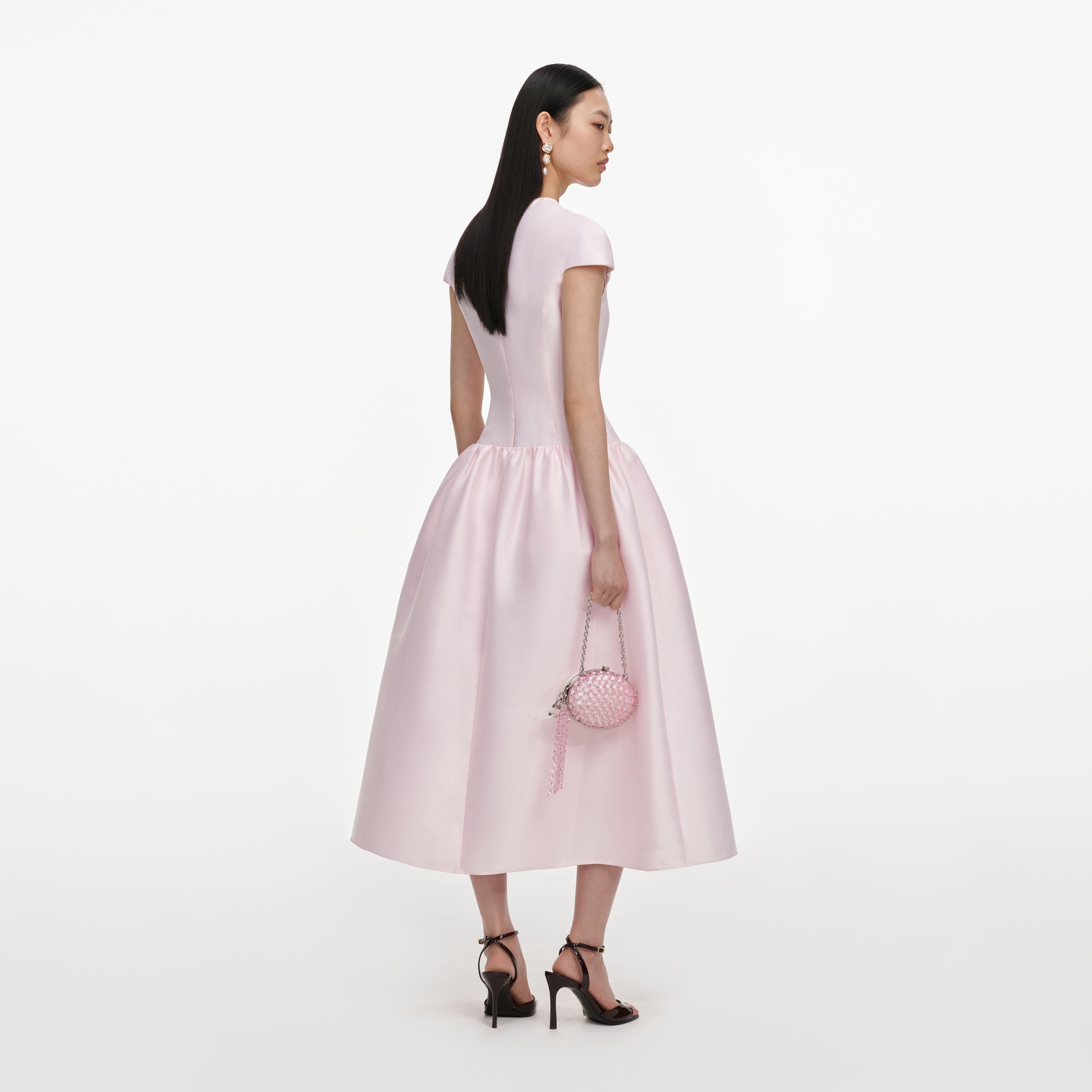 Self Portrait Taft Midikleid Rosa Knopfleiste Taschen