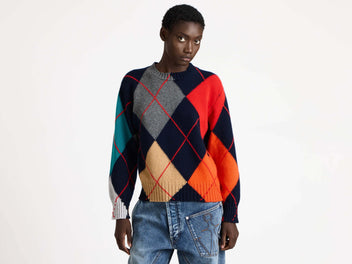 J.W.Anderson x Pringle Pullover Damen Grau Melange Floral Argyle