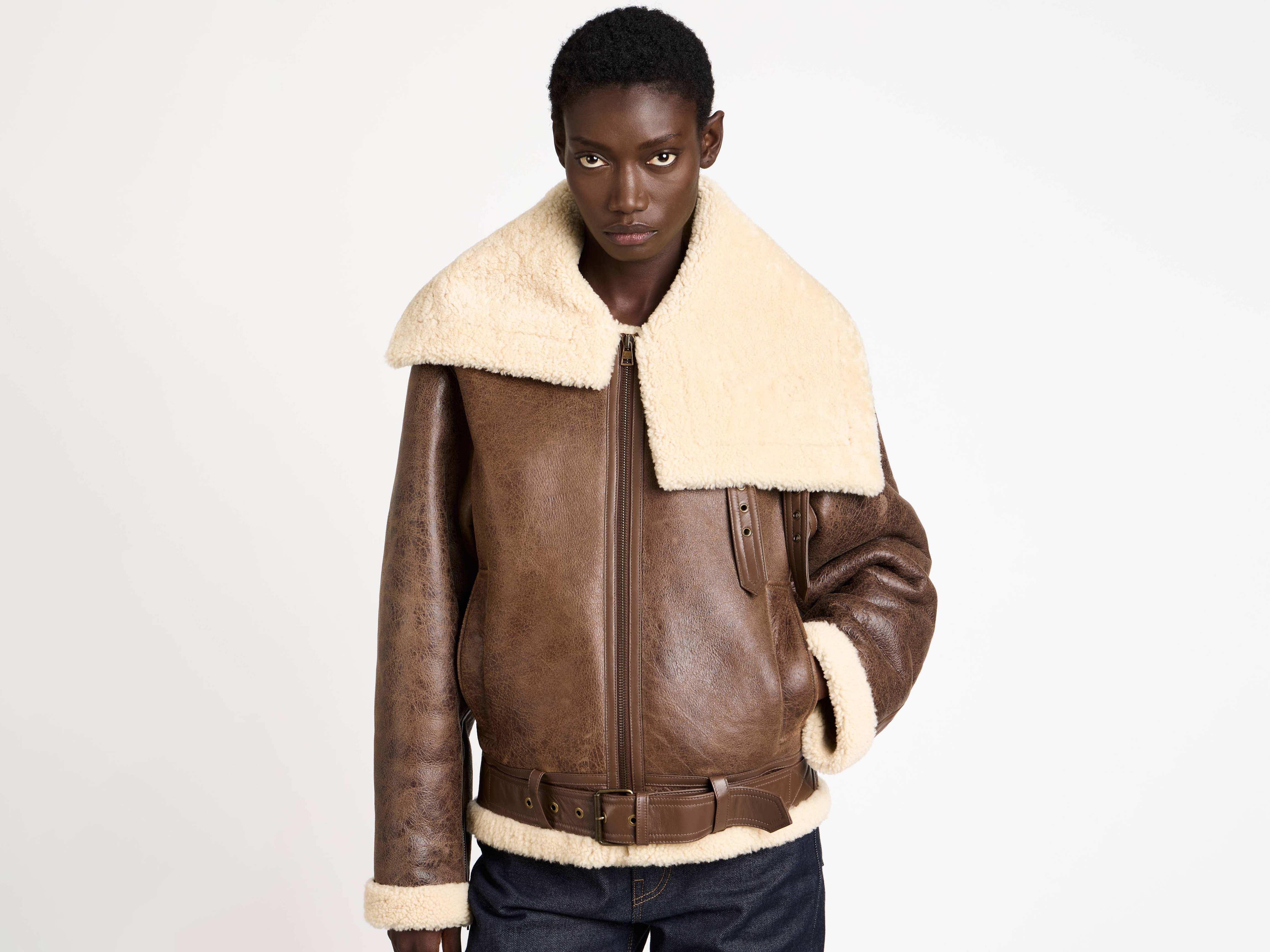 J.W.Anderson Shearling Lederjacke Damen Braun Lammfell