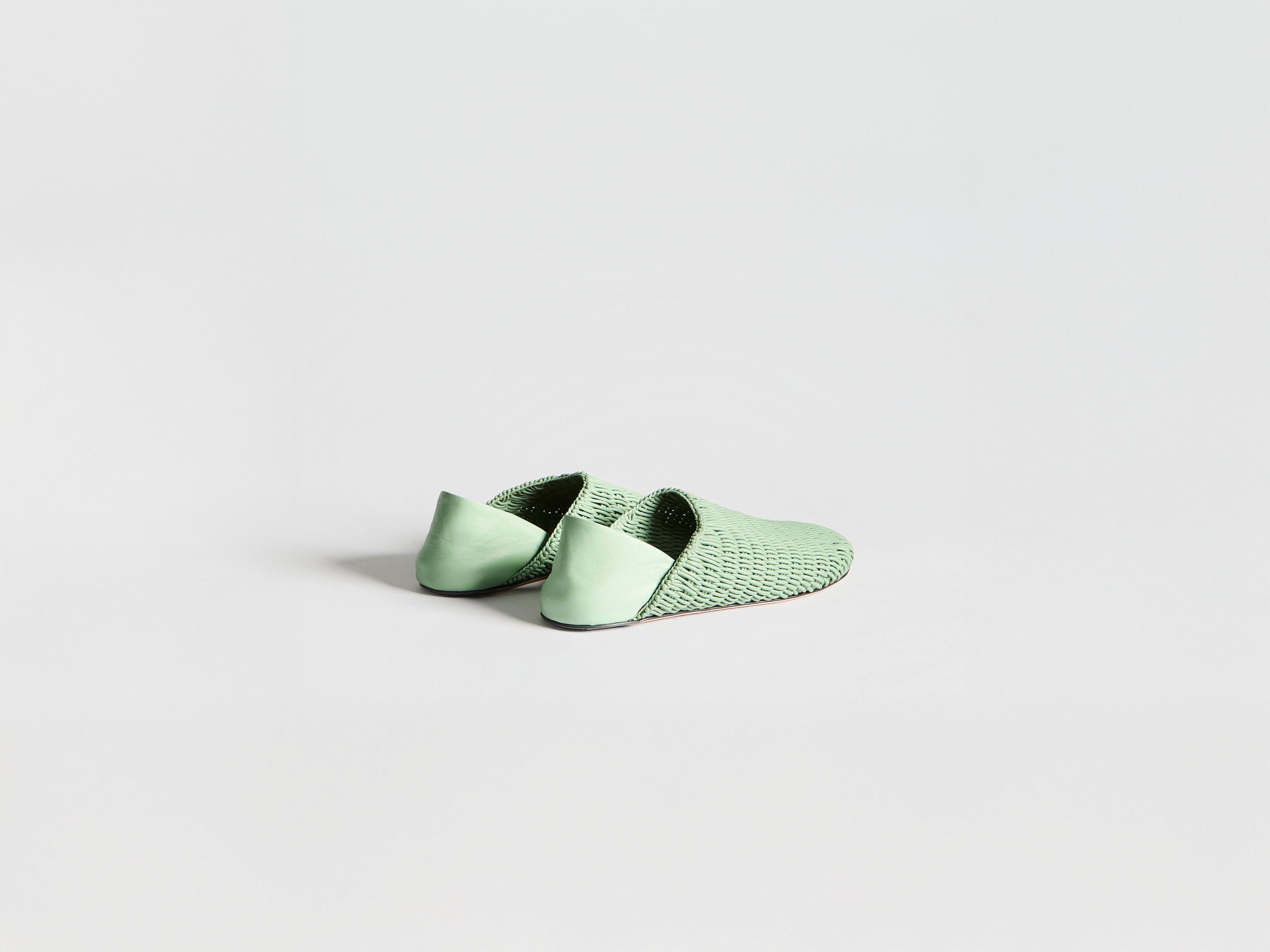 J.W.Anderson Slipper Mules Schuhe Salbeigrün Geflochten