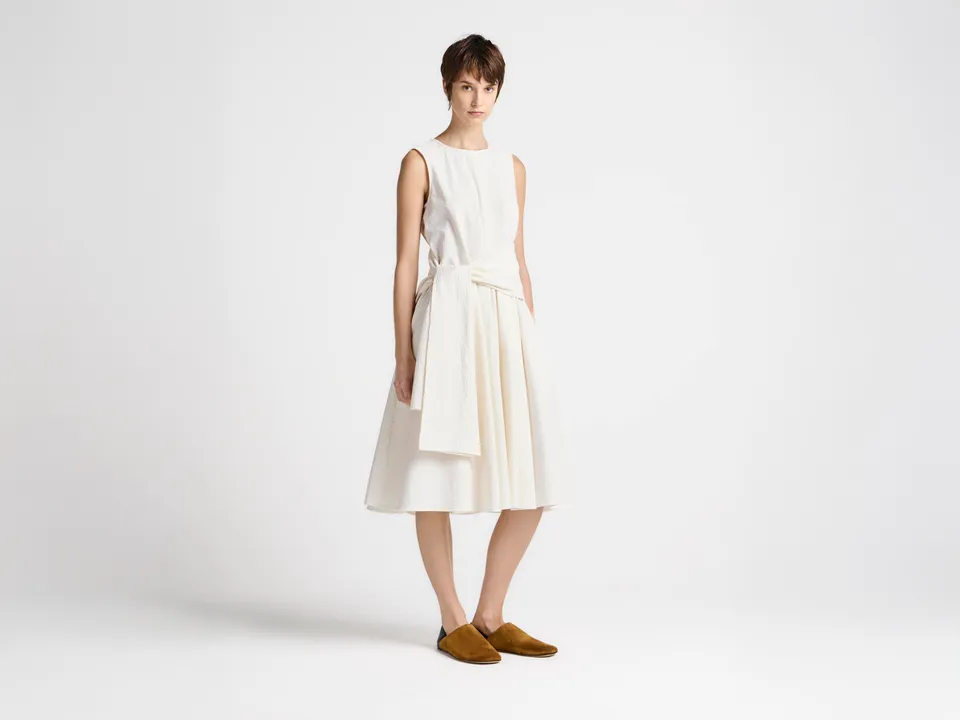 J.W.Anderson Cloque Kleid Ivory Baumwolle Ärmellos Damen
