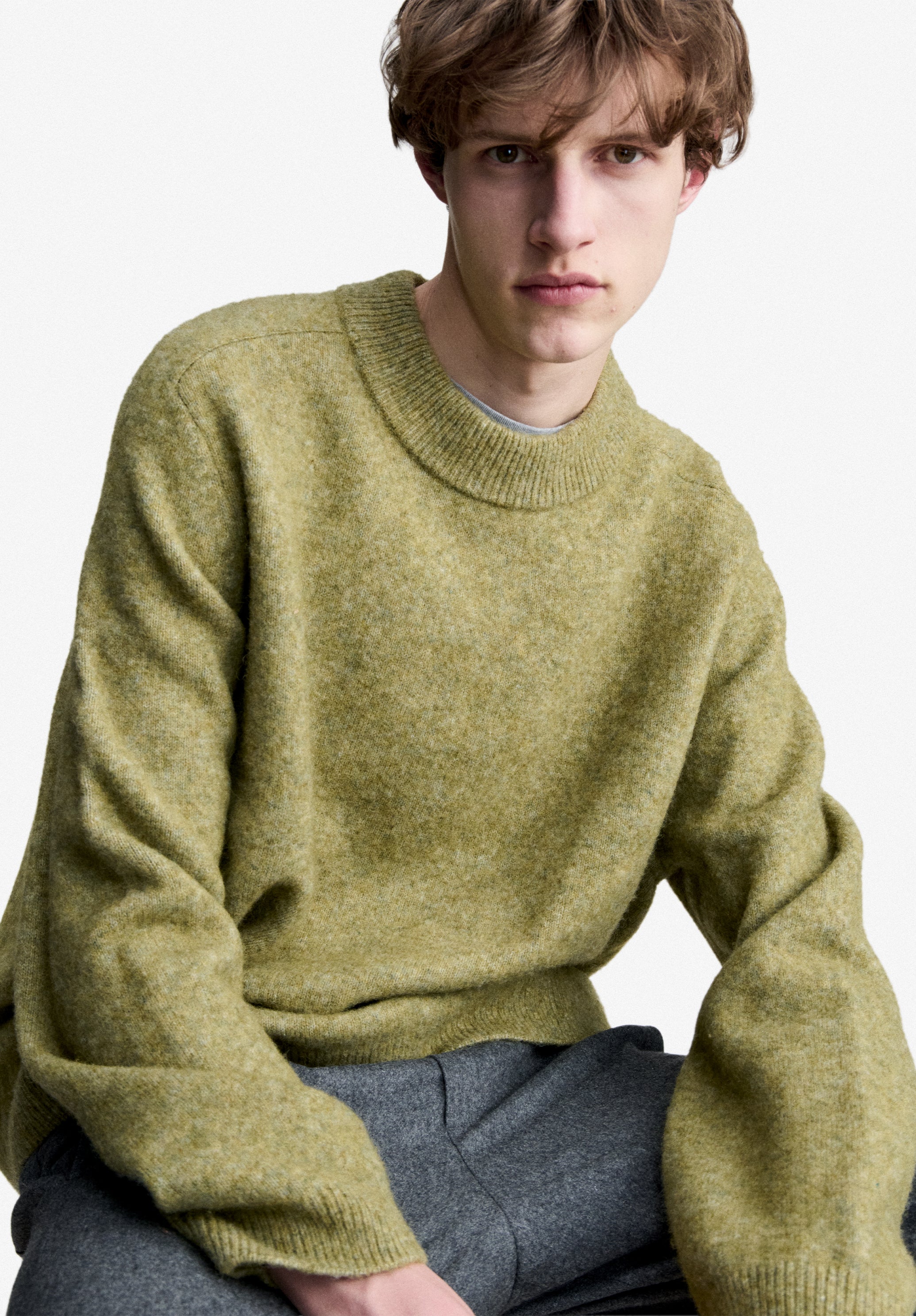 A.P.C. Strickpullover Weit Hellkhaki Rundhals