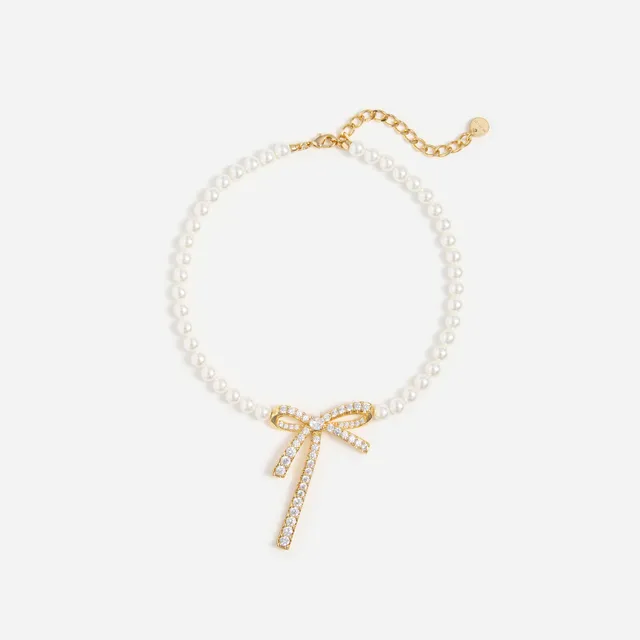 Self Portrait Gold Bow Pearl Halskette Gold One Size
