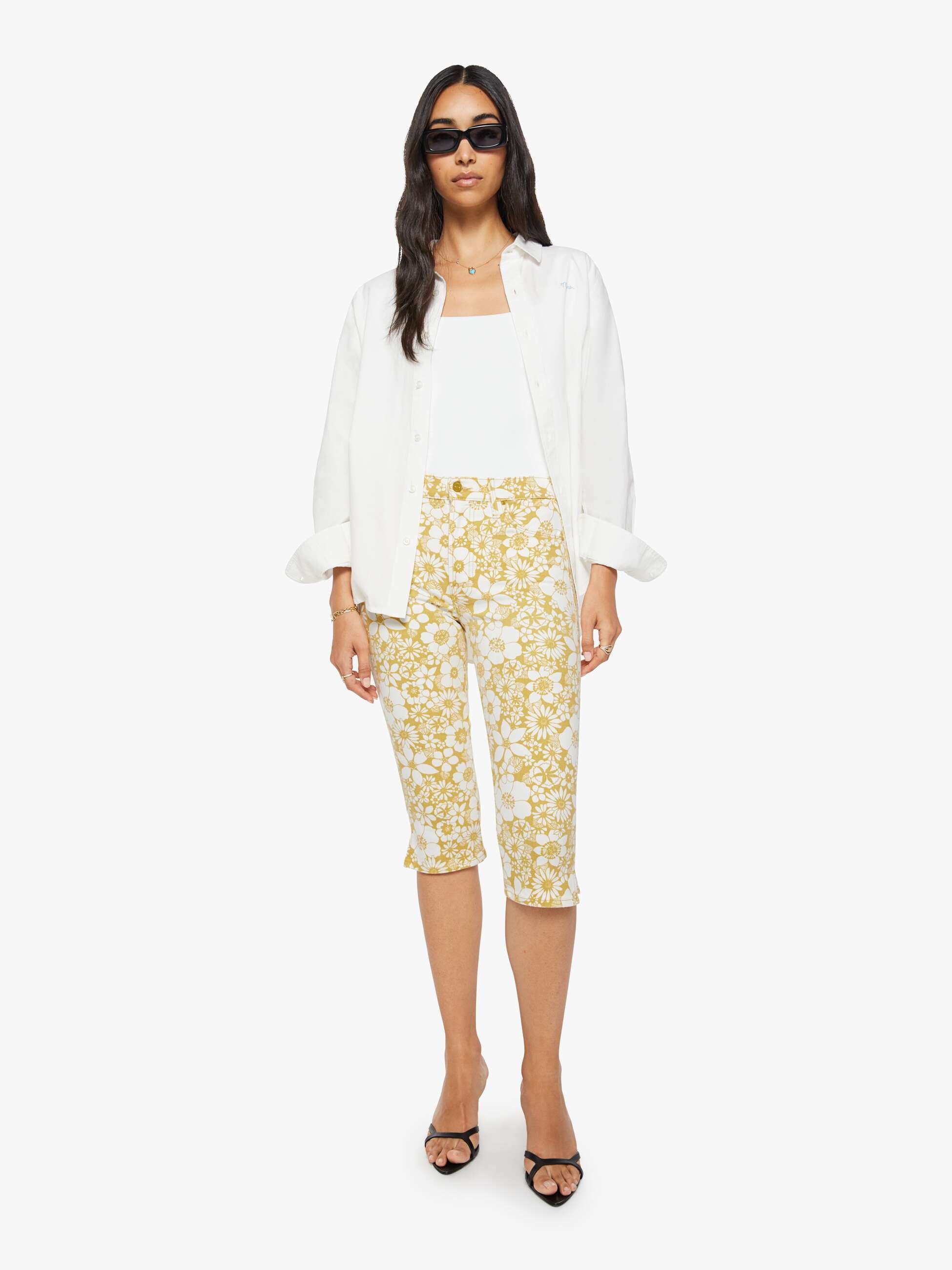 Mother Denim Stunner Zip Bunny Snip Jeans Floral Notes