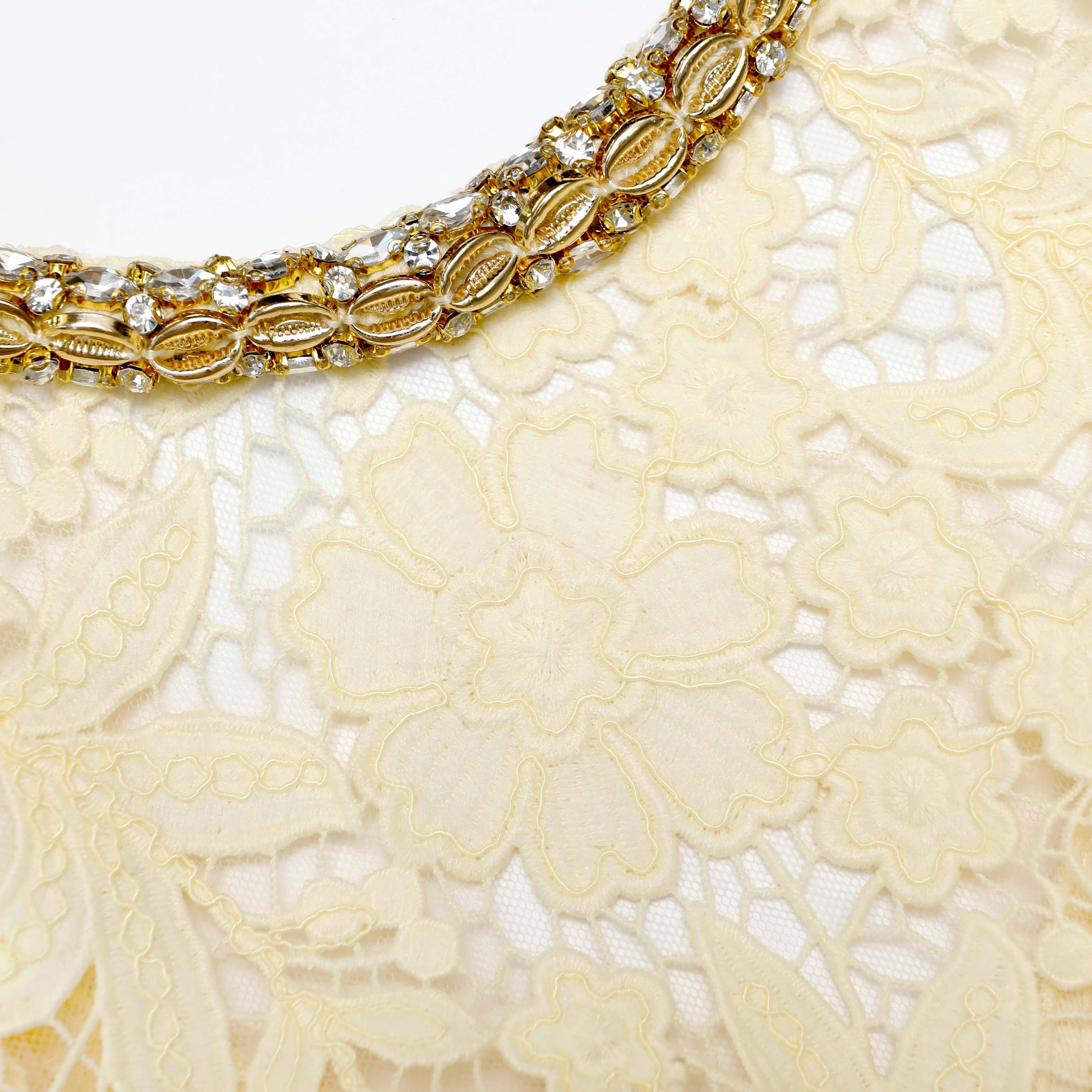 Self Portrait Yellow Lace Top Gelb Rundhals Spitze
