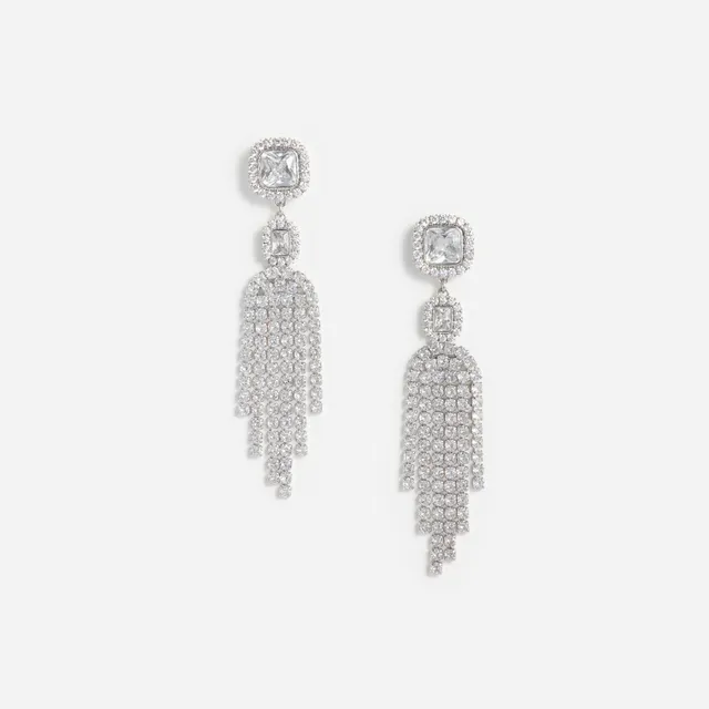 Self Portrait Silver Crystal Ohrringe Silber Tropfen
