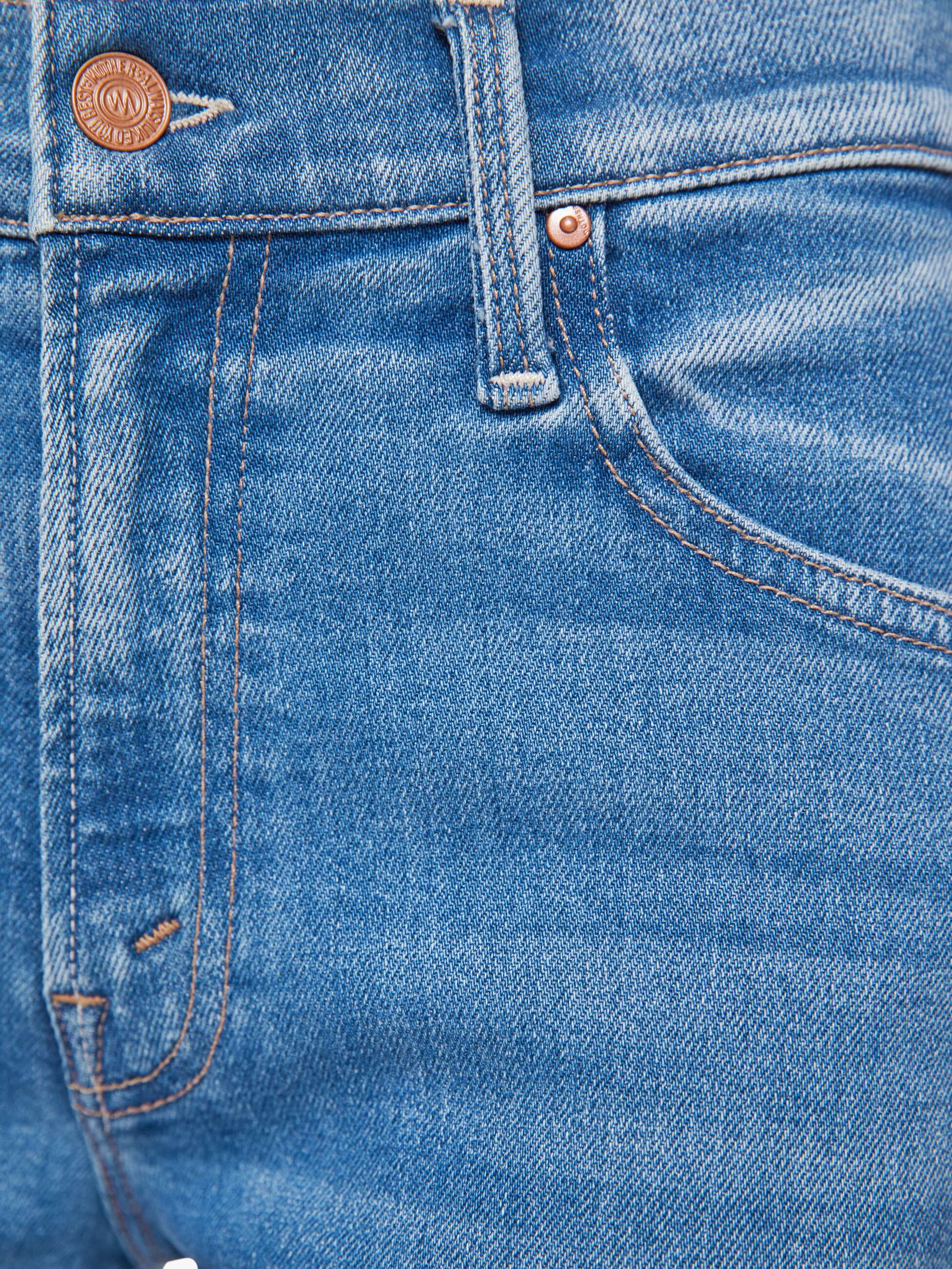 Mother Mid Rise Rambler Zip Ankle Jeans Piece By Piece Blau