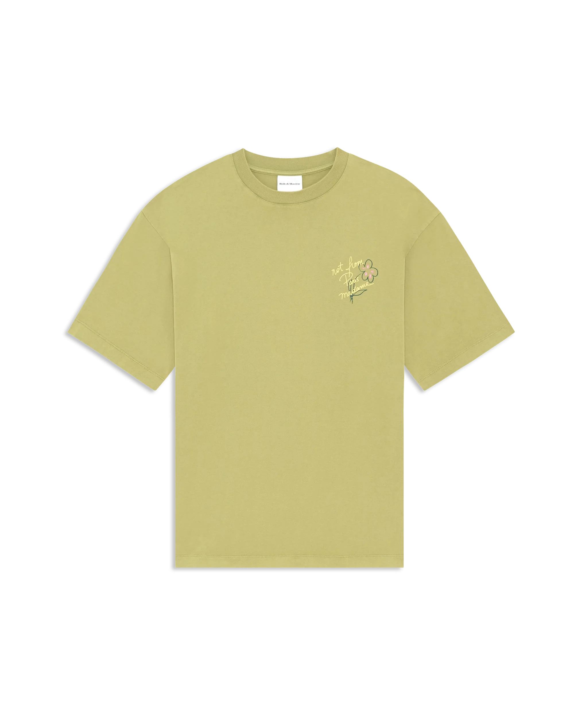 Drôle De Monsieur Esquisse Slogan T-Shirt Khaki Baumwolle