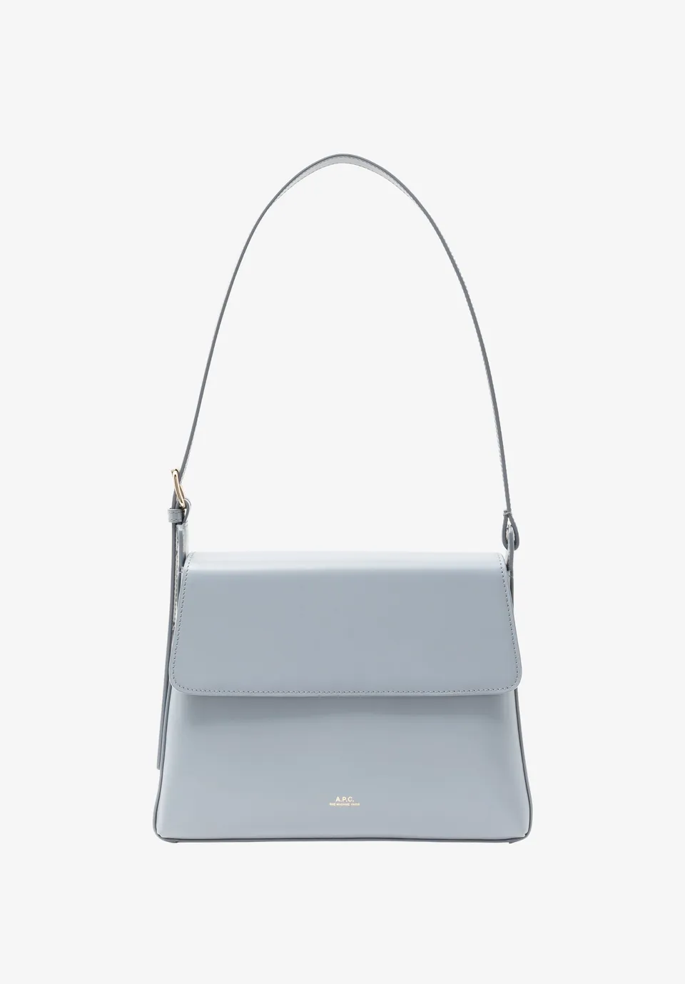 A.P.C. Virginie Flap Tasche blau Glattleder 25x18x8 cm