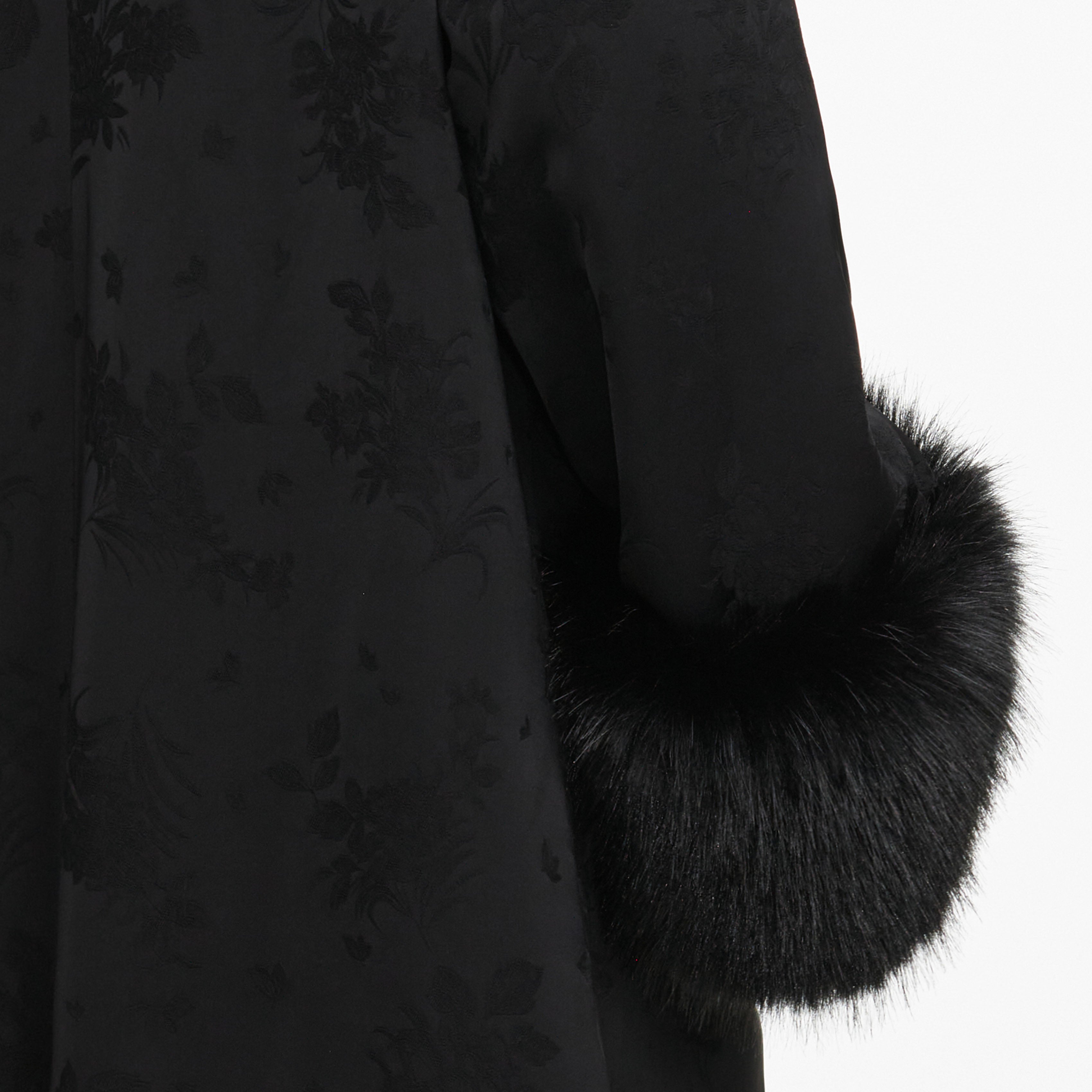Self Portrait Jacquard Fur Collar Mantel Schwarz S