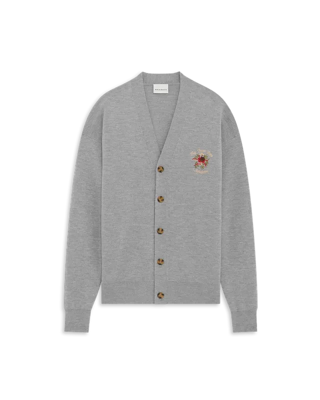 Drôle De Monsieur Le Cardigan Slogan Rose Cardigan hellgrau Merinowolle