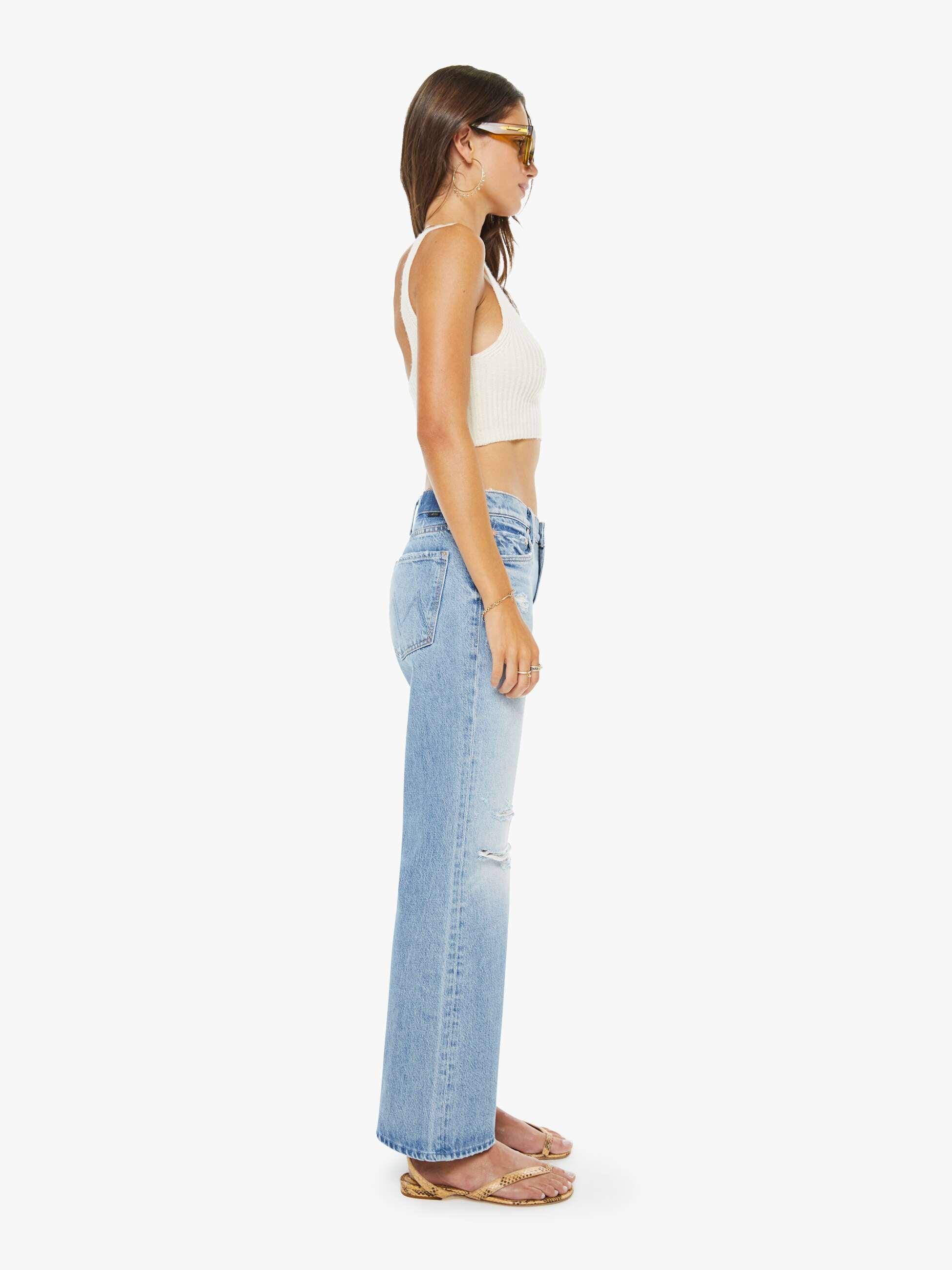 Mother The Bookie Nerdy Bootcut Jeans FAFO Hellblau
