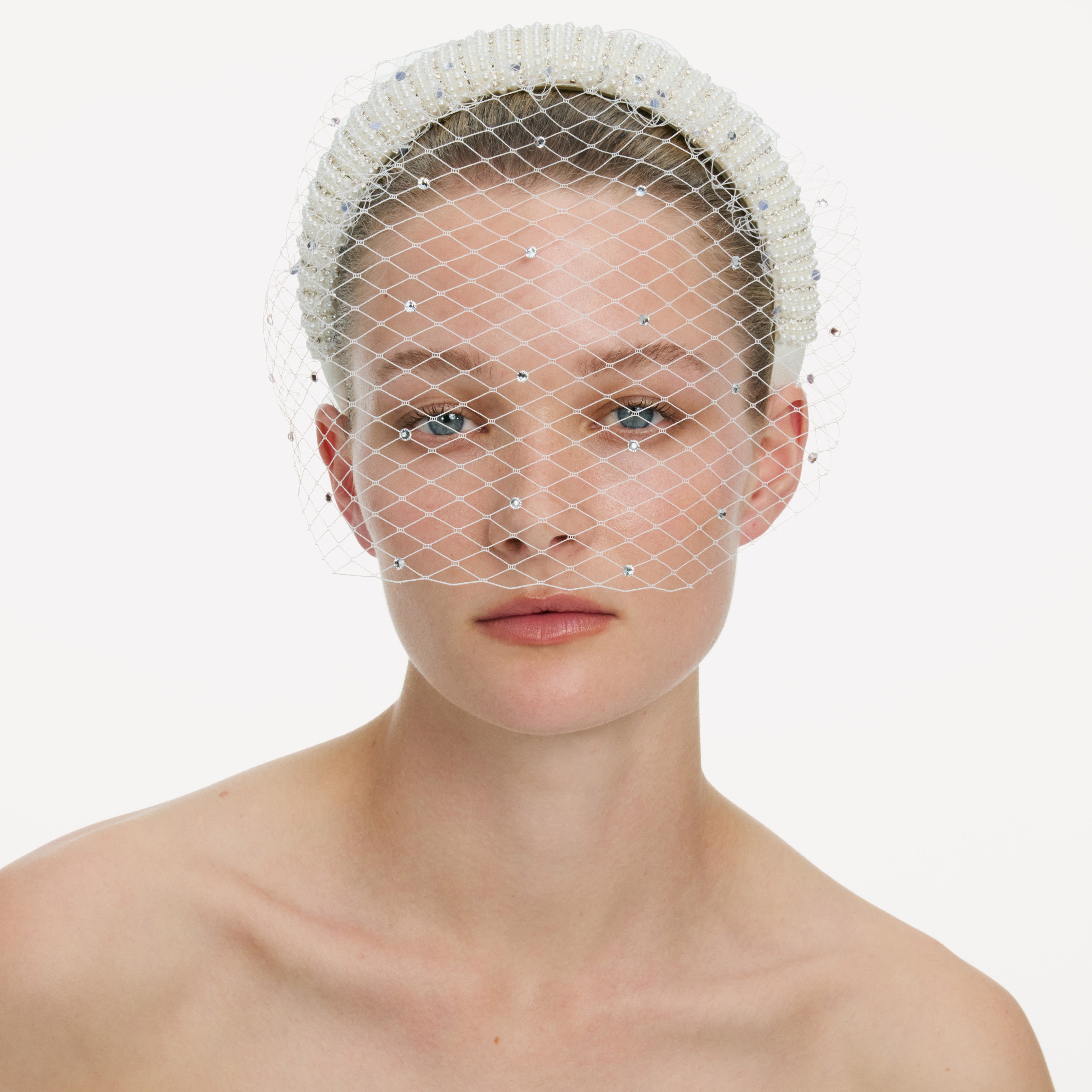 Self Portrait Crystal Veil Haarreif Weiß Braut Satin