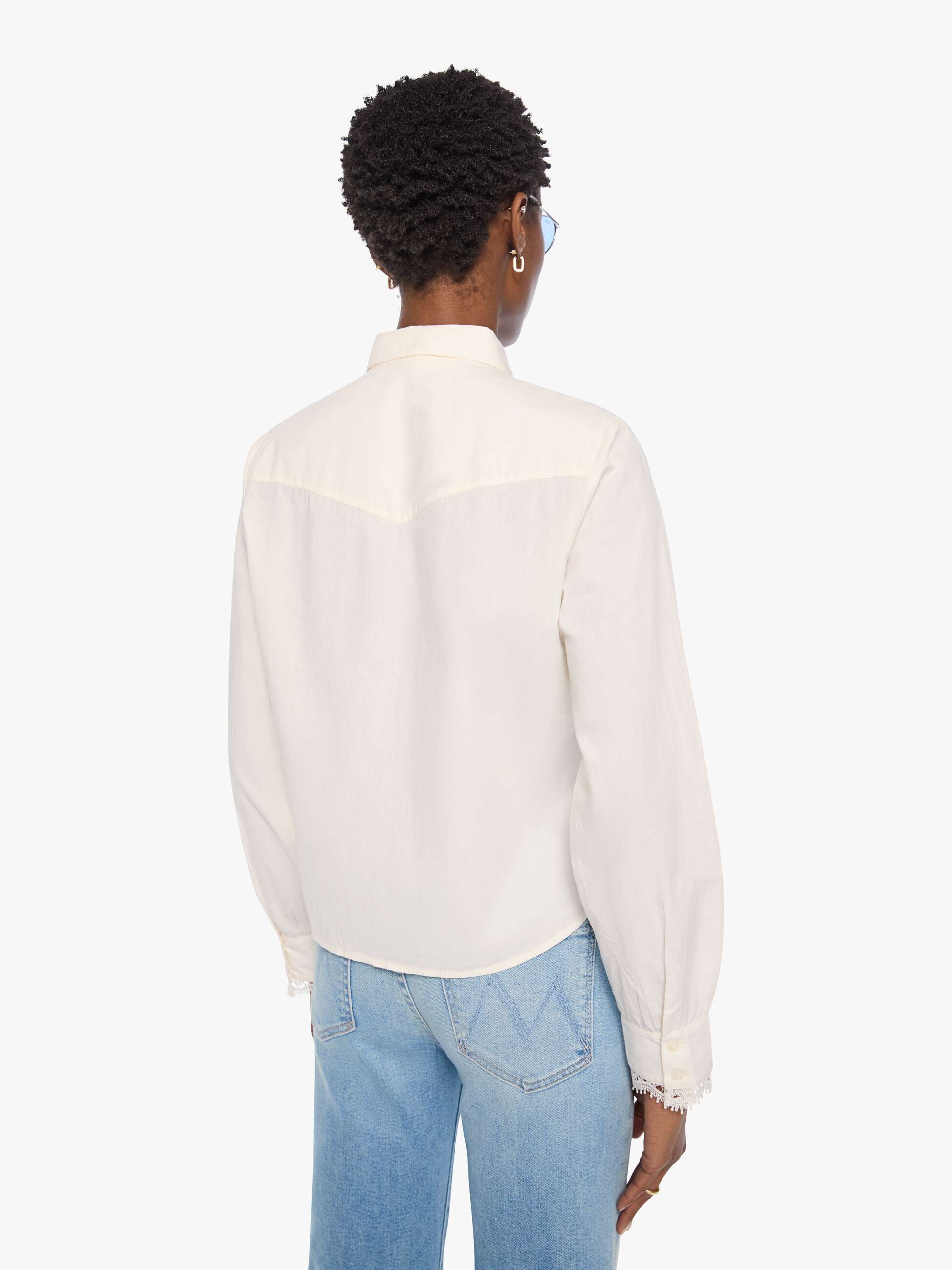 Mother The Headup Honey Bluse Antique White cropped