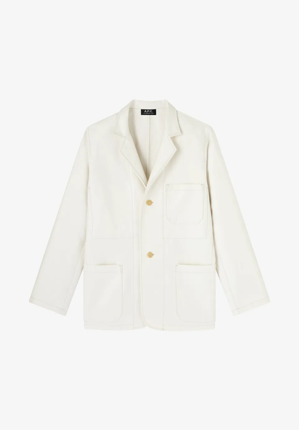 A.P.C. Leo Blazer weiß Moleskin Sakko Herren L Hornknöpfe