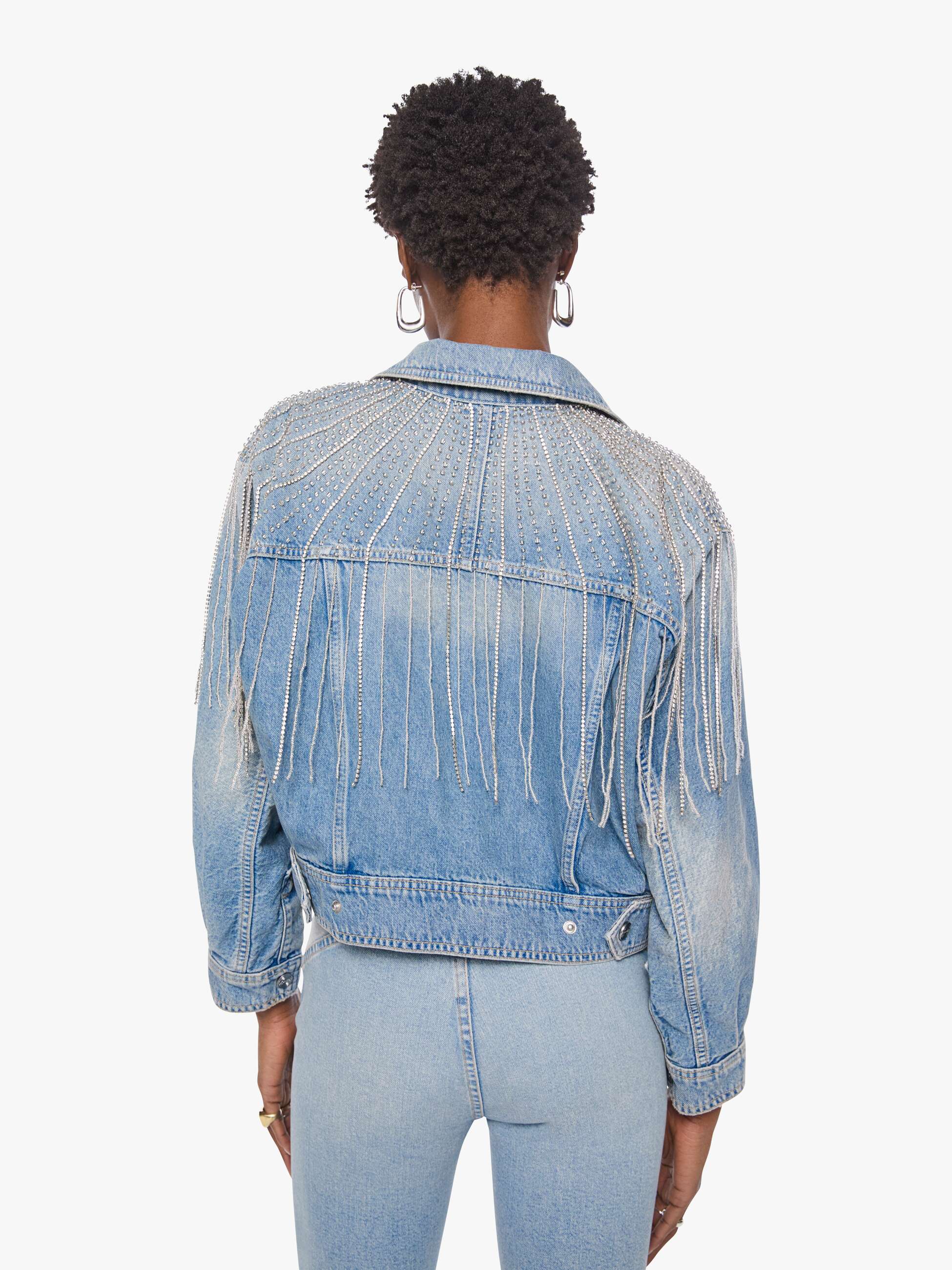 Mother The Fly Away Jeansjacke Sparkle Emergency Kit Blau