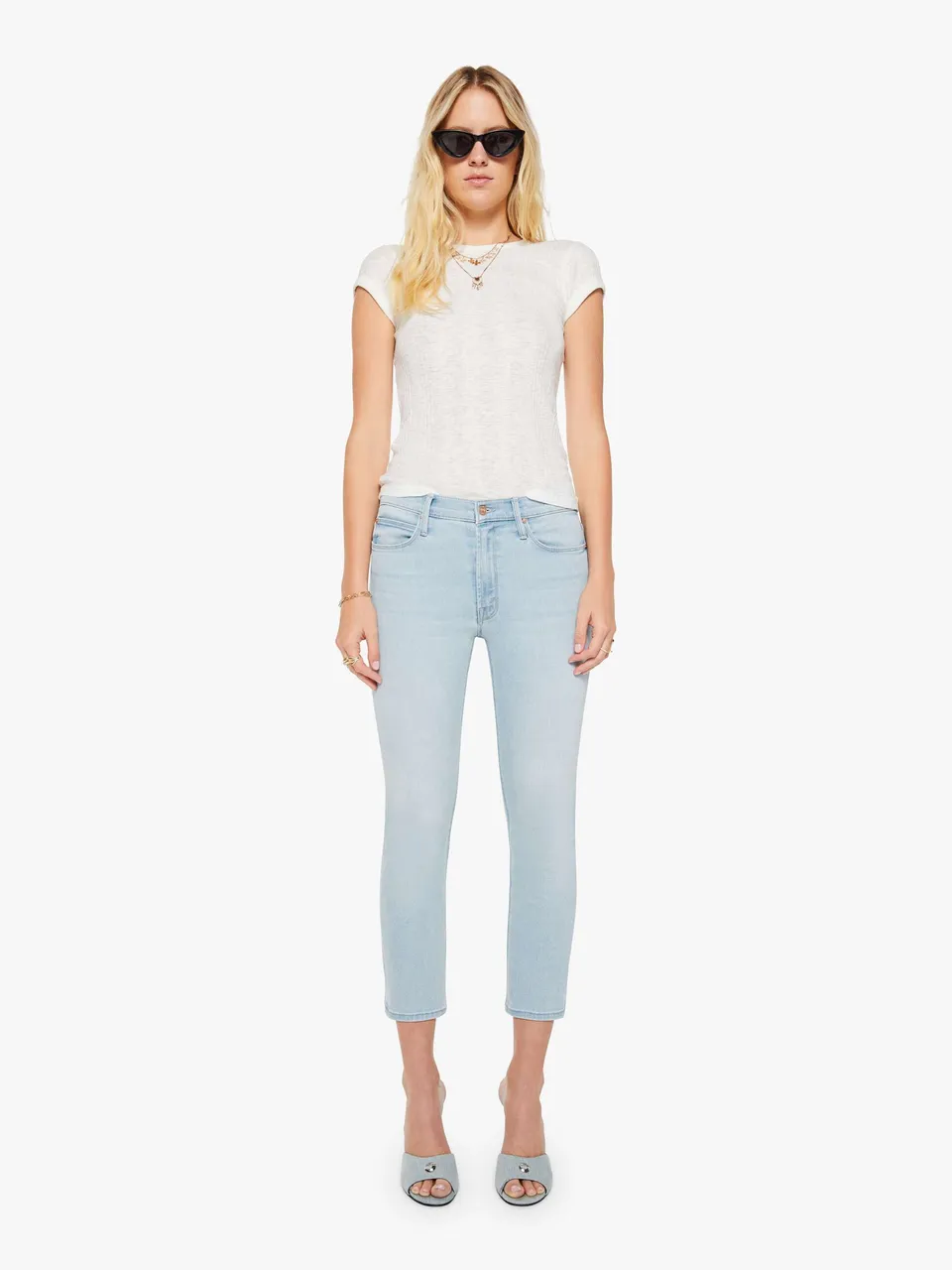 Mother Denim Mid Rise Dazzler Crop Jeans Pretty Please
