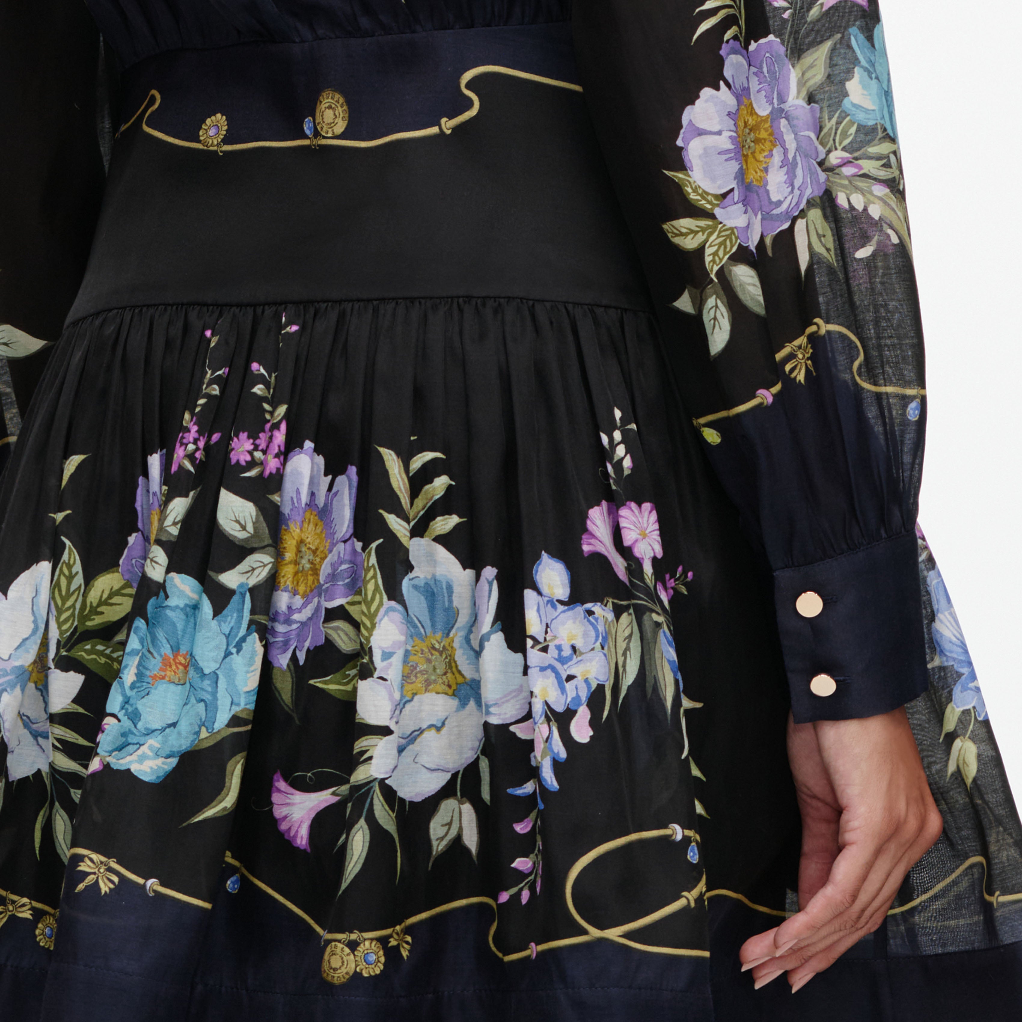 Self Portrait Kleid Marine Floral Organza Mini