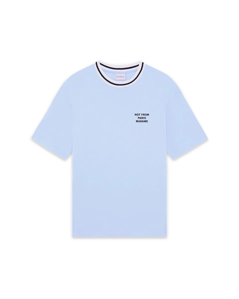 Drôle De Monsieur Slogan Sport T-Shirt Hellblau