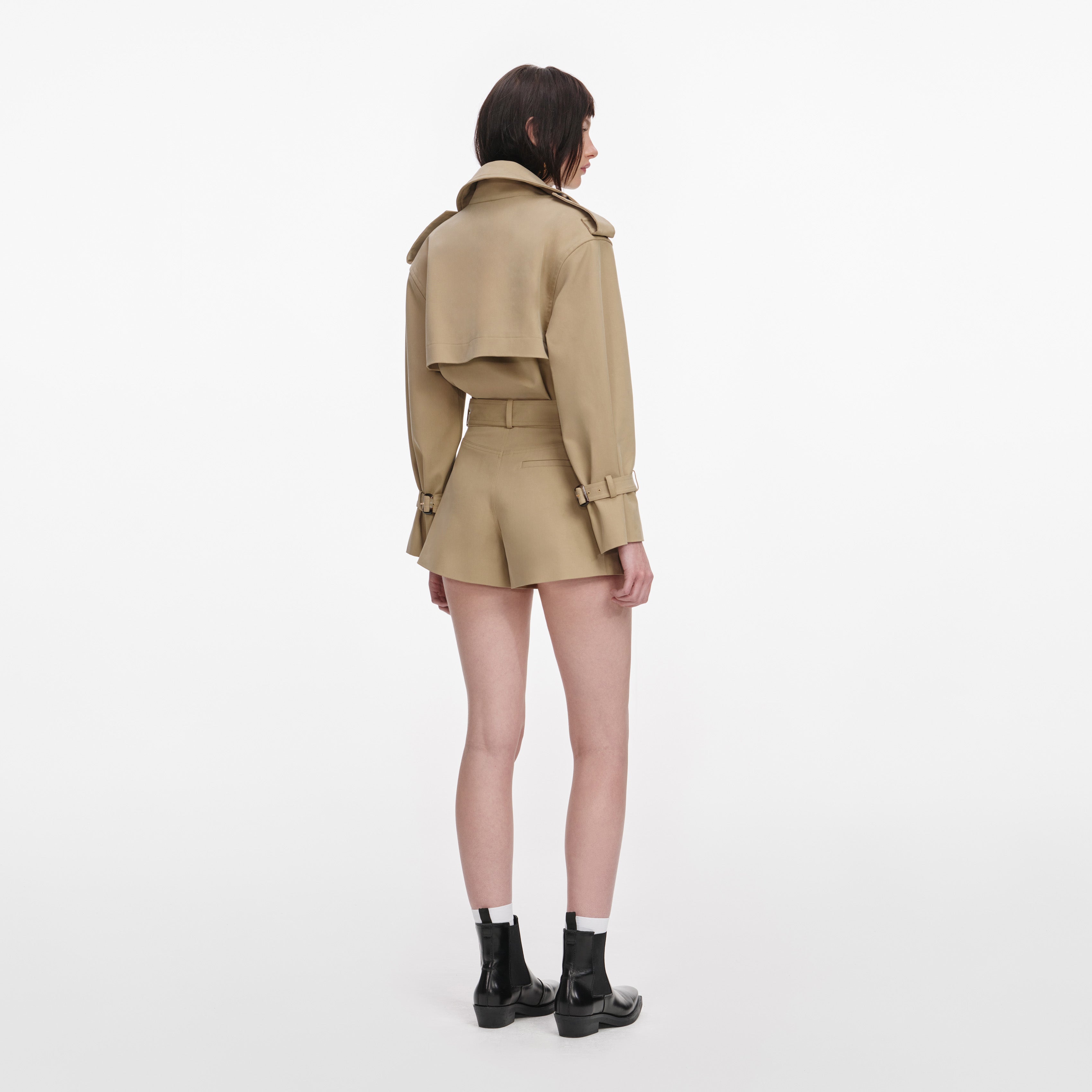 Self Portrait Jumpsuits Playsuit Beige Baumwolle UK 6