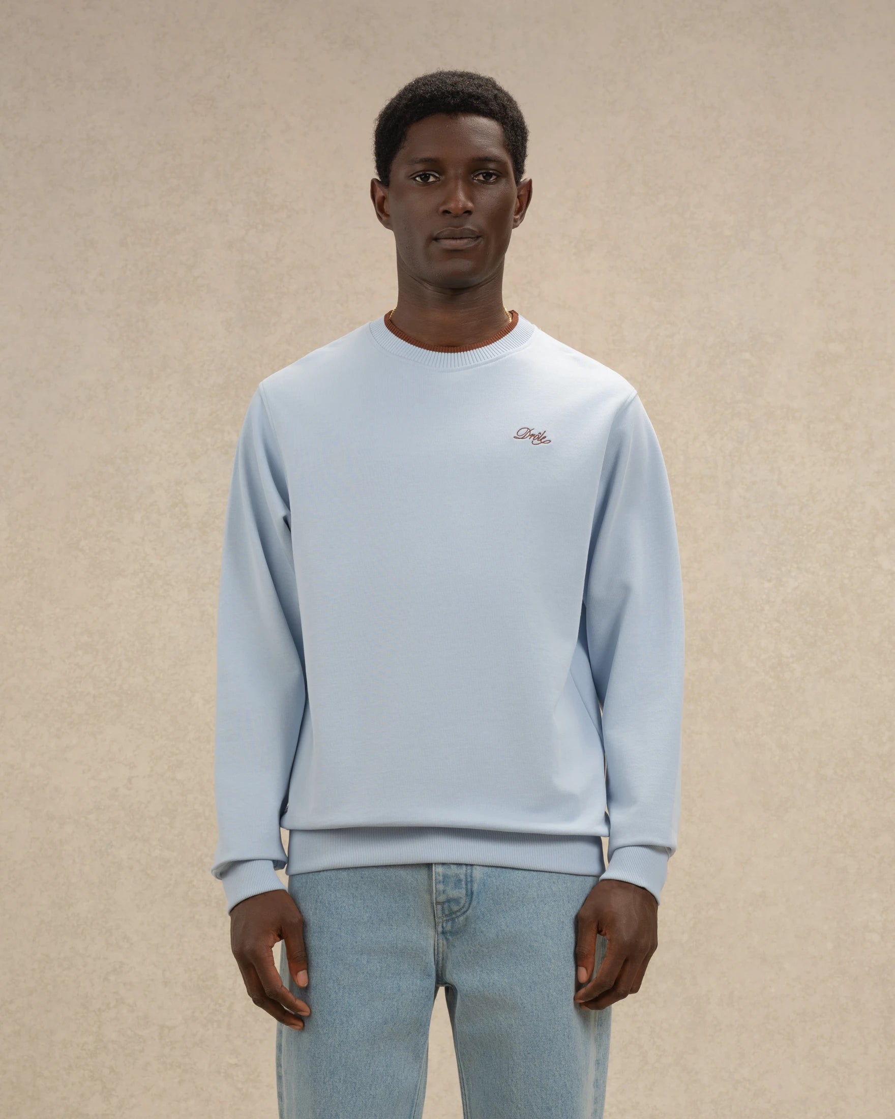 Drôle De Monsieur Sweatshirt Drôle Pullover Hellblau Baumwolle
