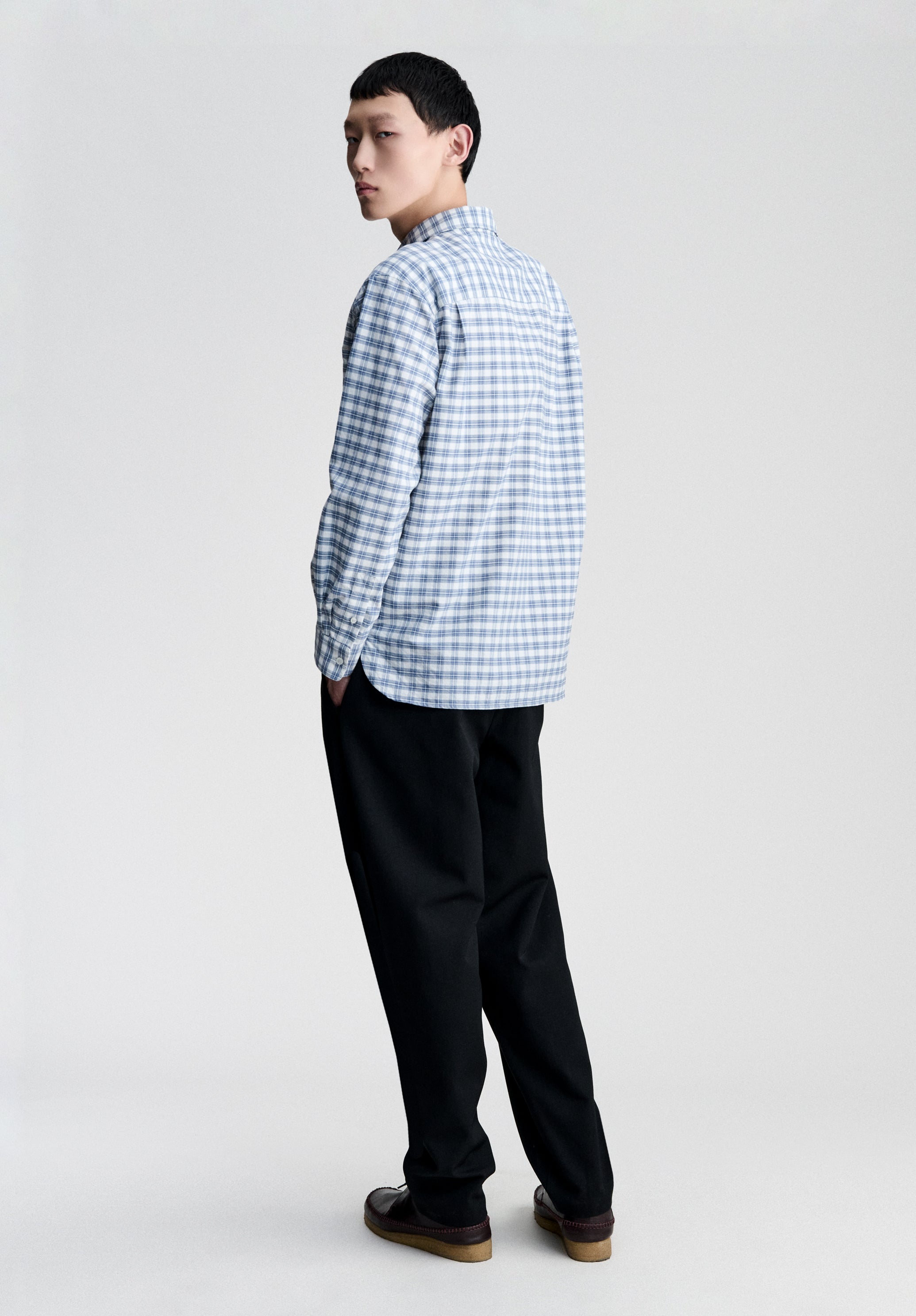 A.P.C. Hemd Ecru Blau Karo Bio-Baumwolle Herren