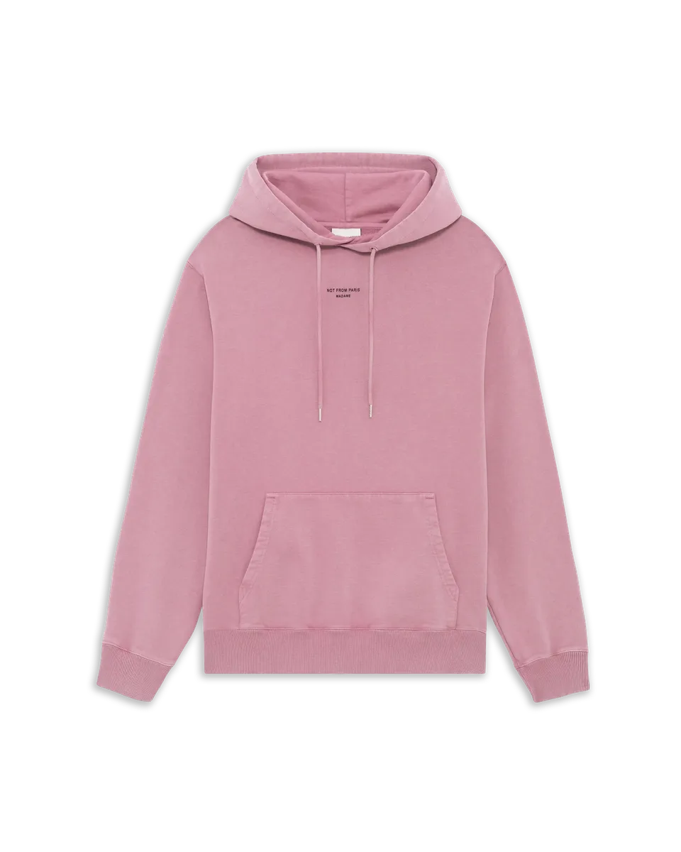 Drôle De Monsieur Washed Classic Slogan Hoodie Hoodie Dunkelrosa