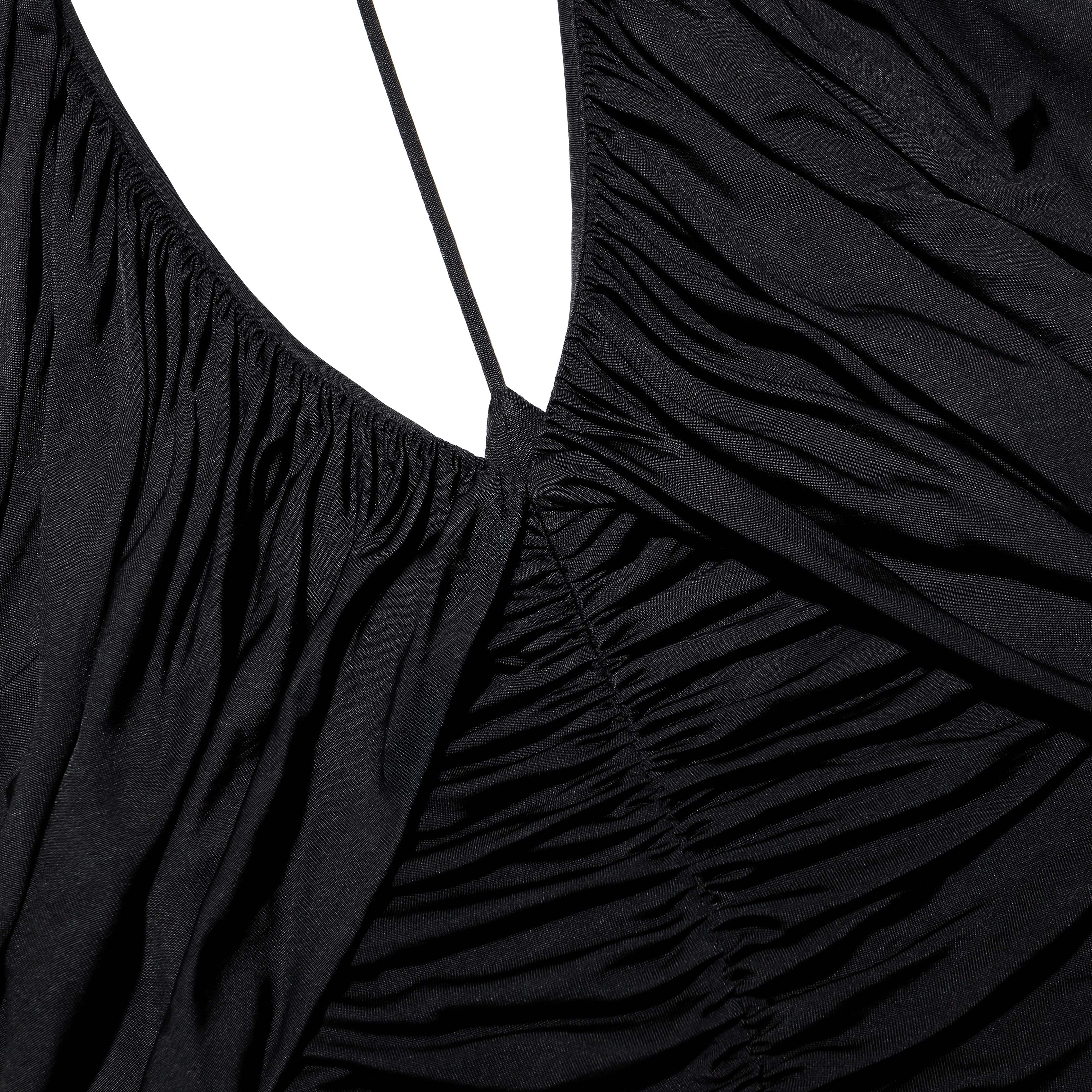 Self Portrait Black Jersey Gathered Maxikleid Schwarz UK 8