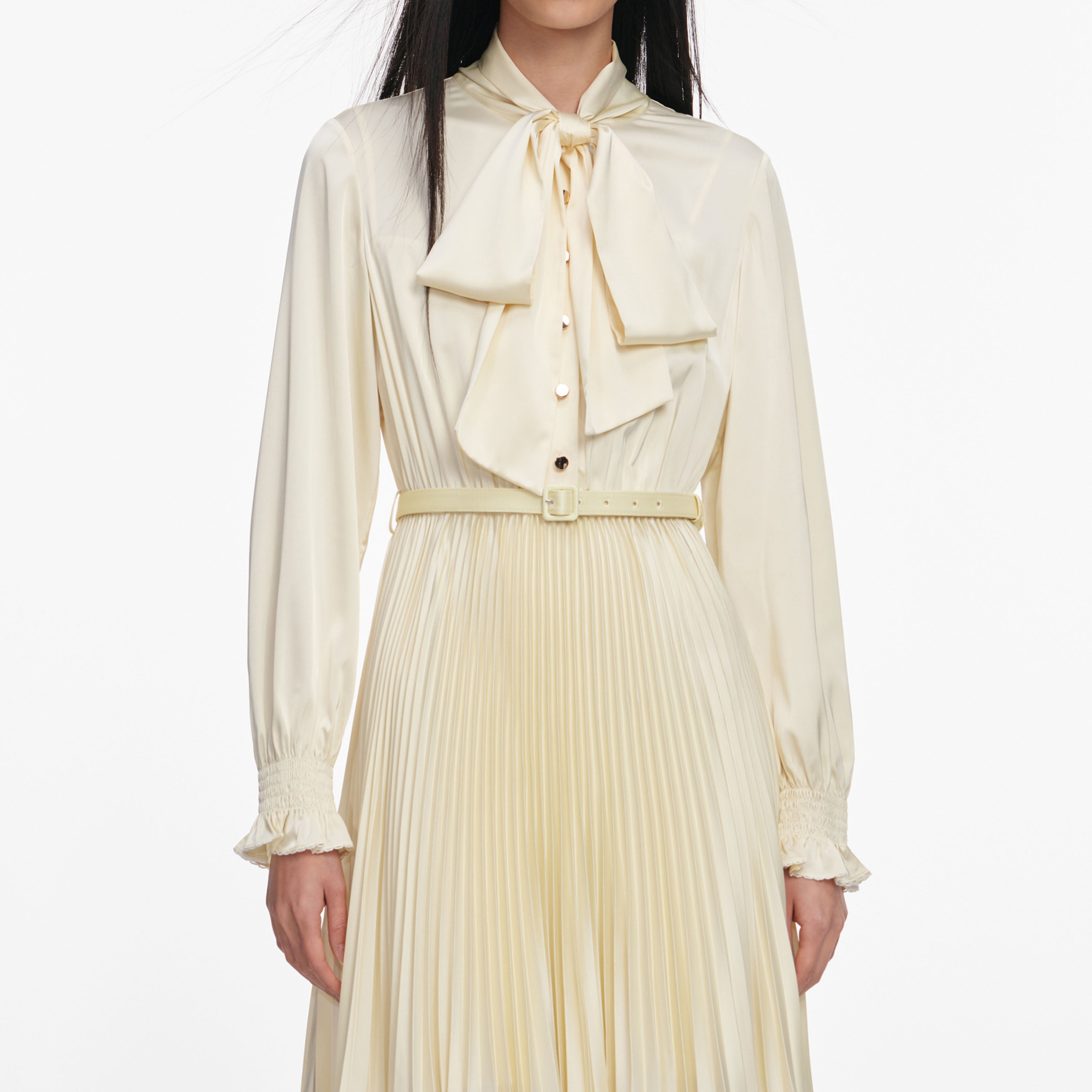 Self Portrait Dresses Yellow Satin Midikleid Gelb Spitze