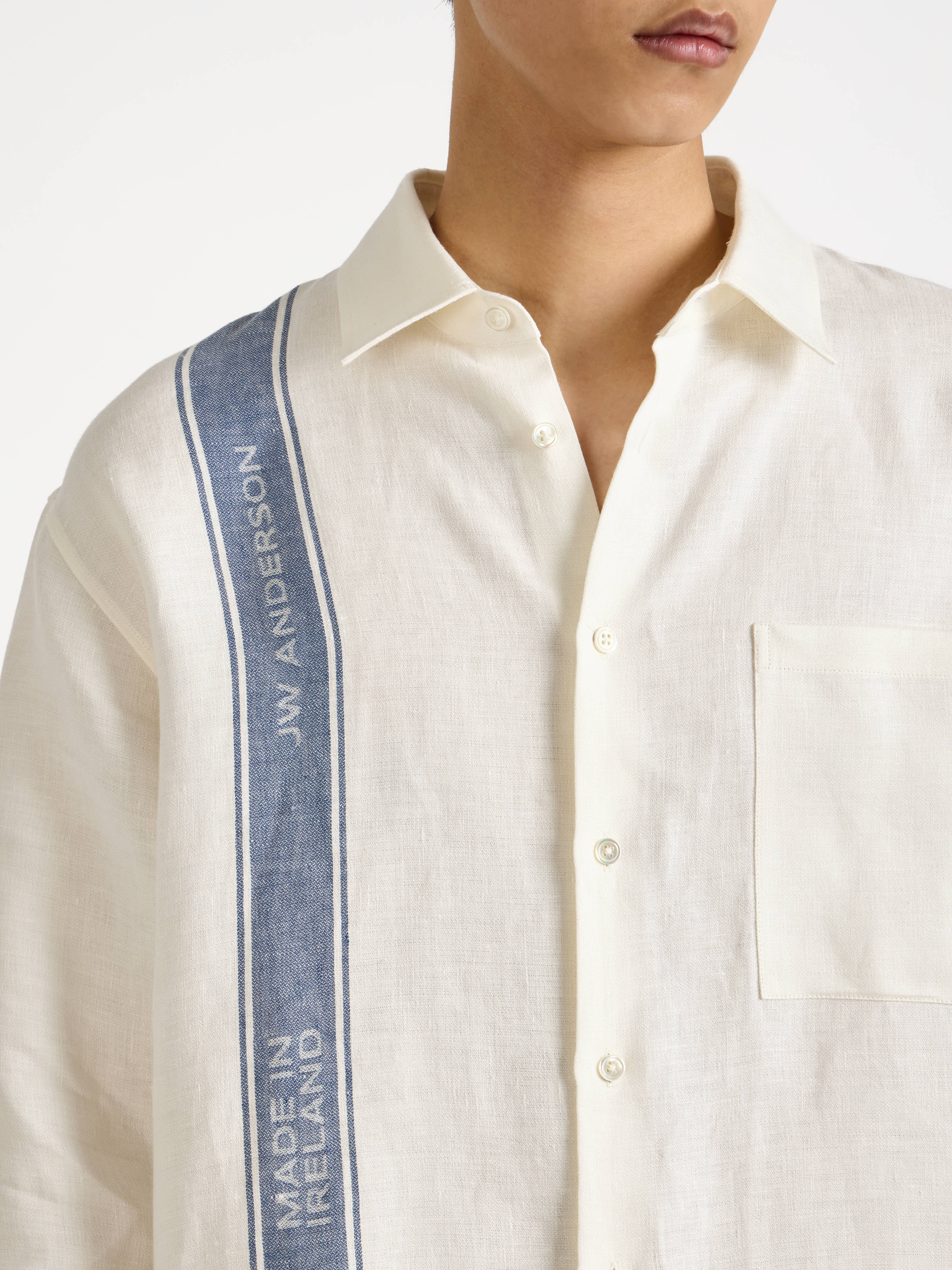 J.W.Anderson Hemd Herren Off-White Blau Irish Linen