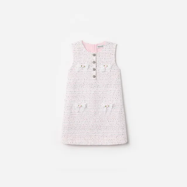 Self Portrait Pink Boucle Lace Bow Kleid Rosa Kinder