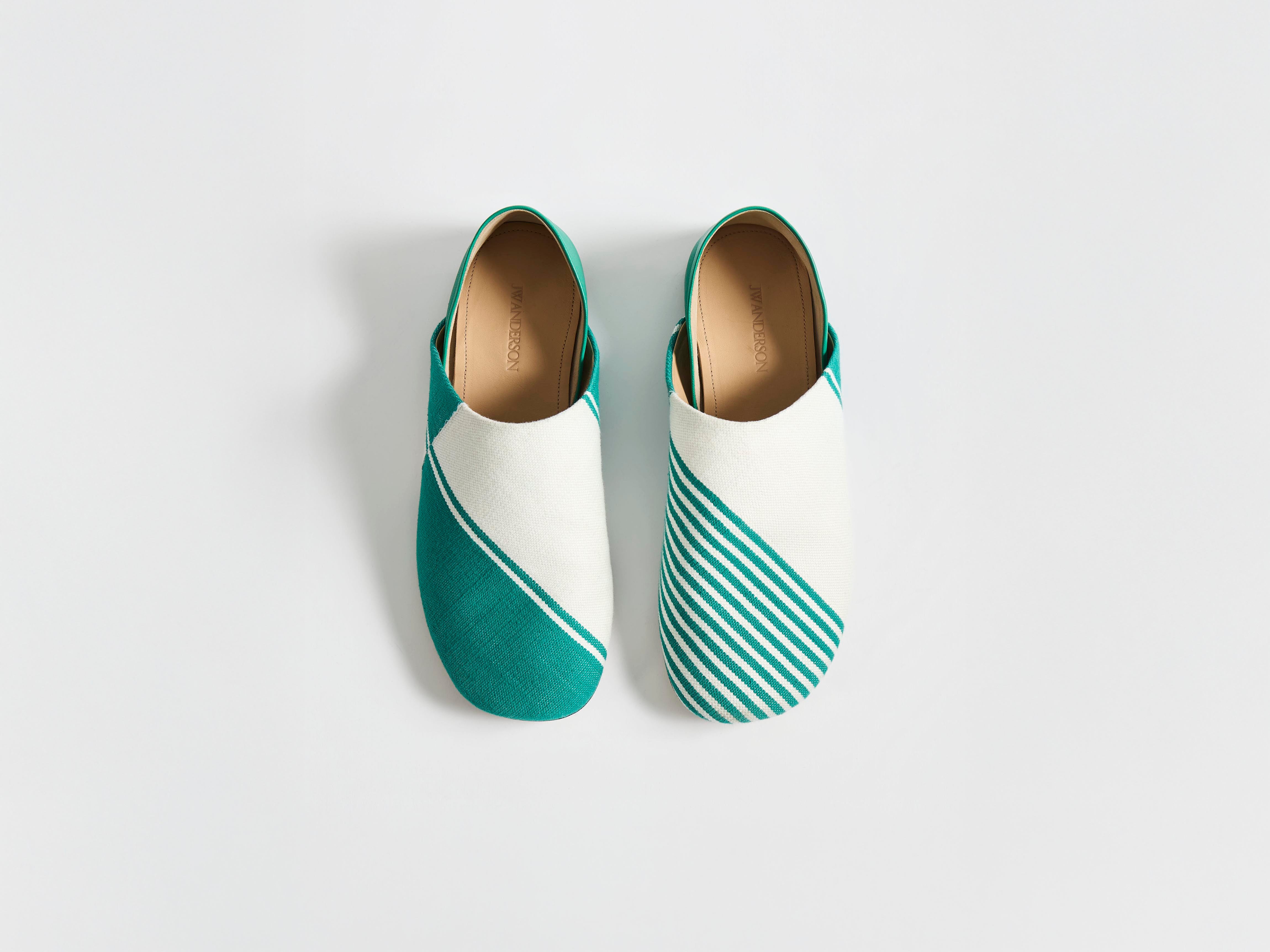 J.W.Anderson Slipper Mules Pantoletten Grün Creme Jacquard
