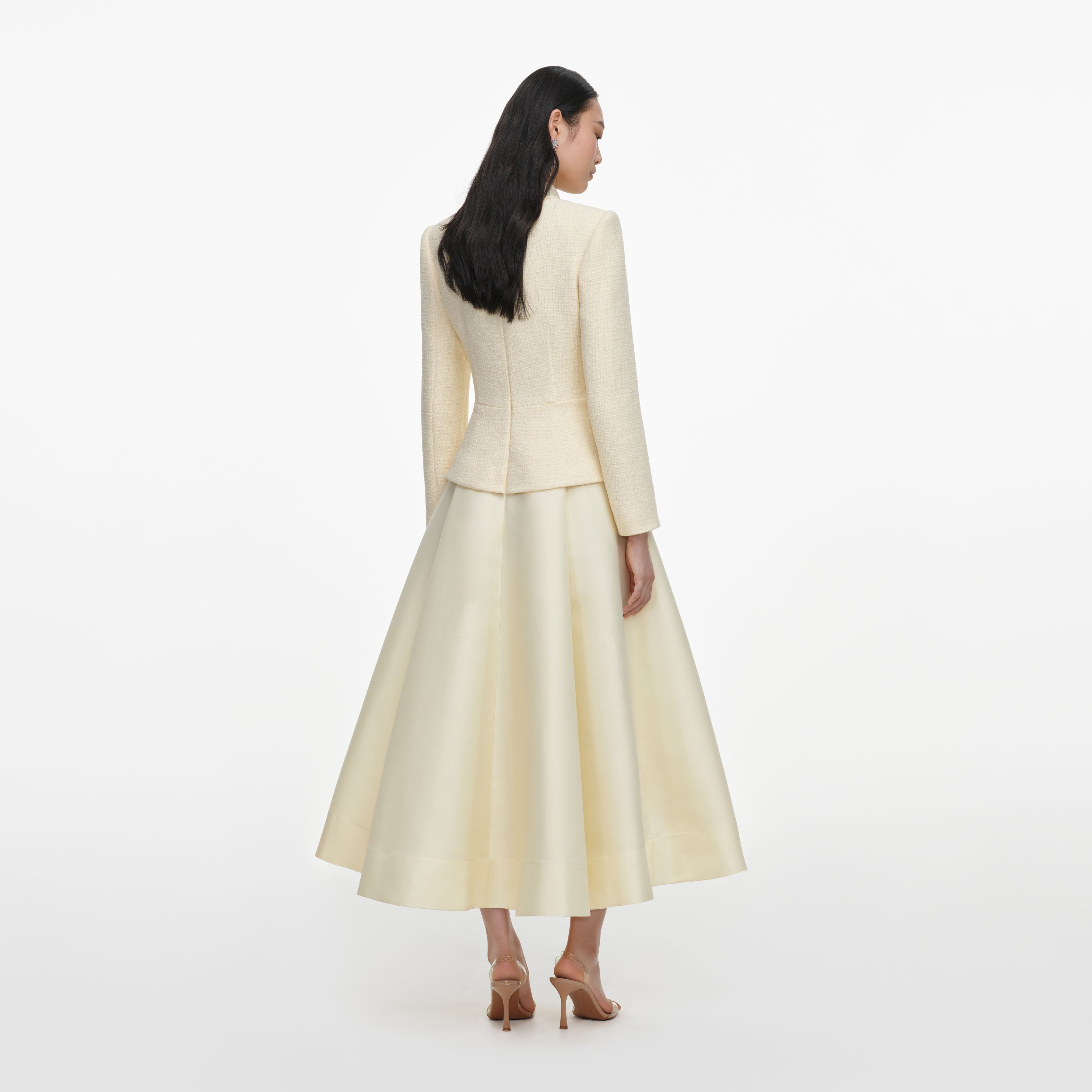 Self Portrait Yellow Boucle Taffeta Midi Kleid Gelb Taft