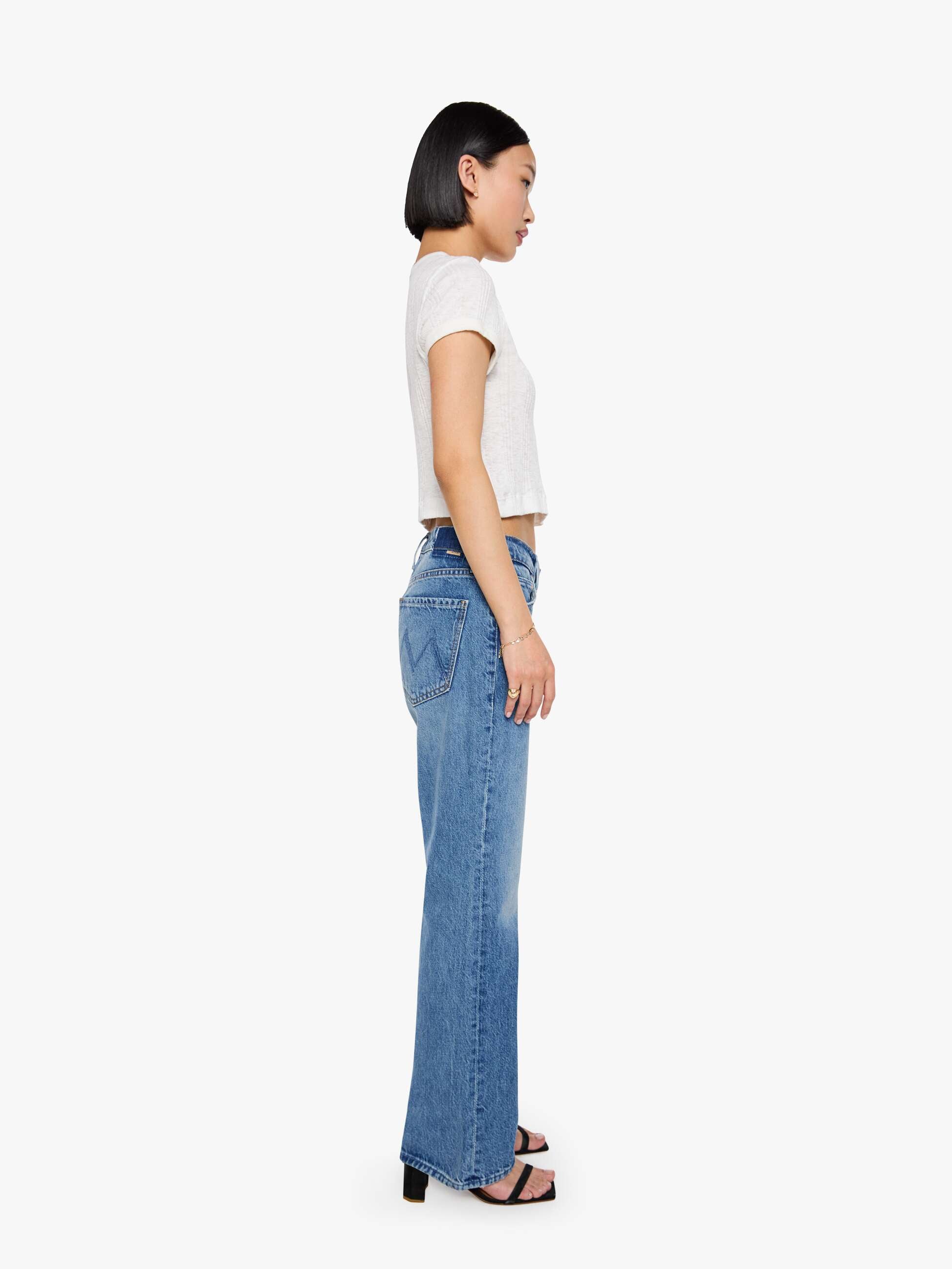 Mother Lil Reifler Petite Jeans Early Blue Mittelblau