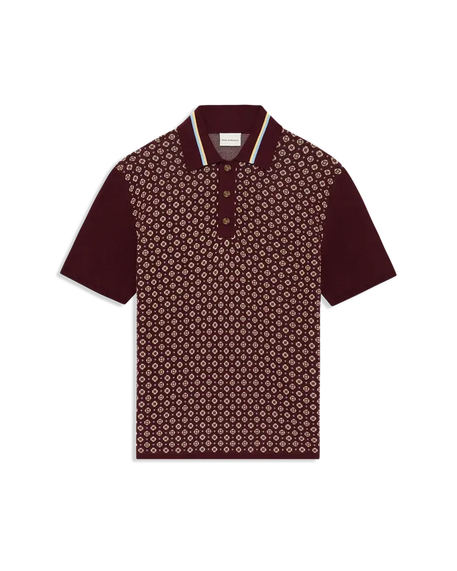Drôle De Monsieur Polo Maille Jacquard Poloshirt Dunkelrot