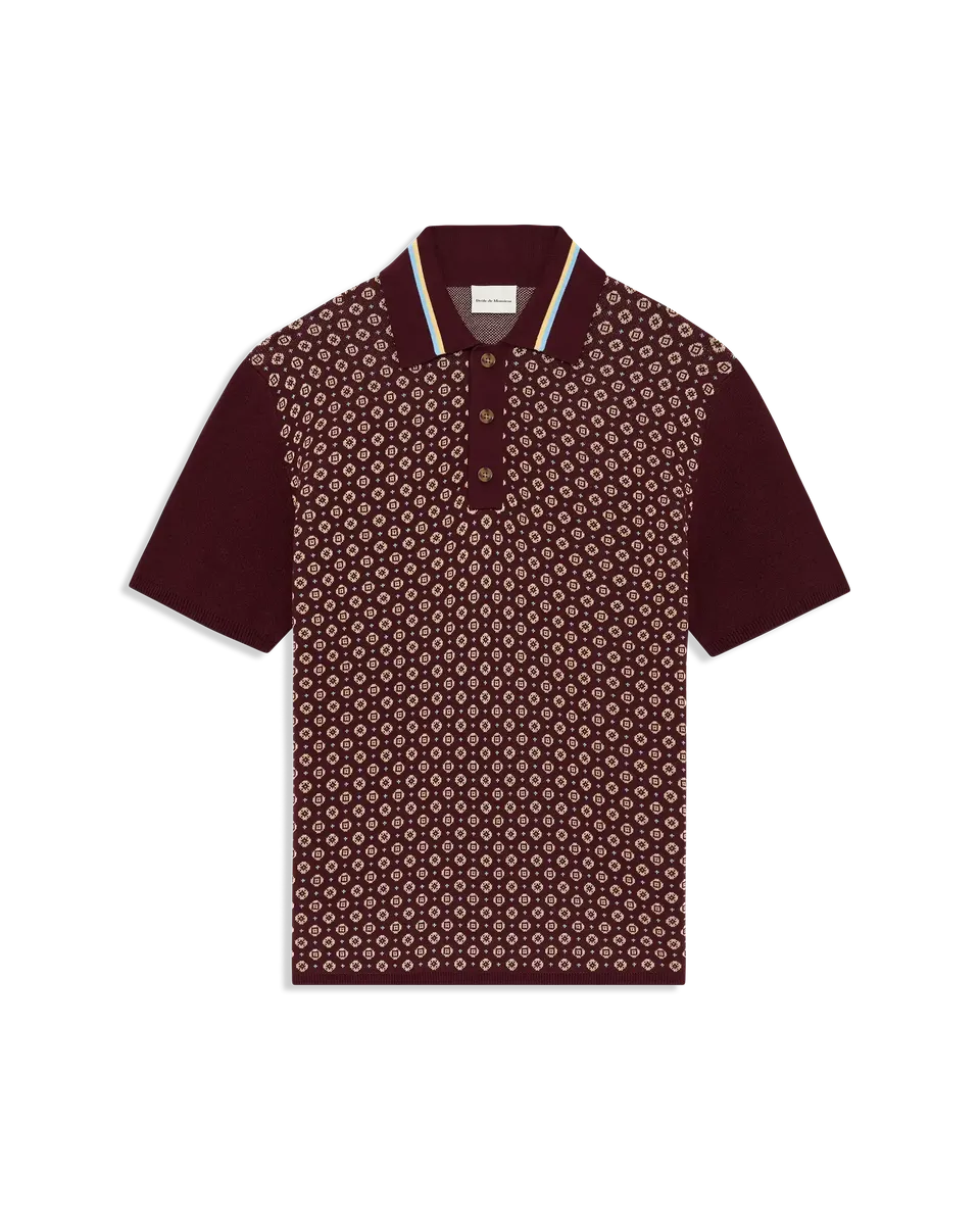 Drôle De Monsieur Polo Maille Jacquard Poloshirt Dunkelrot