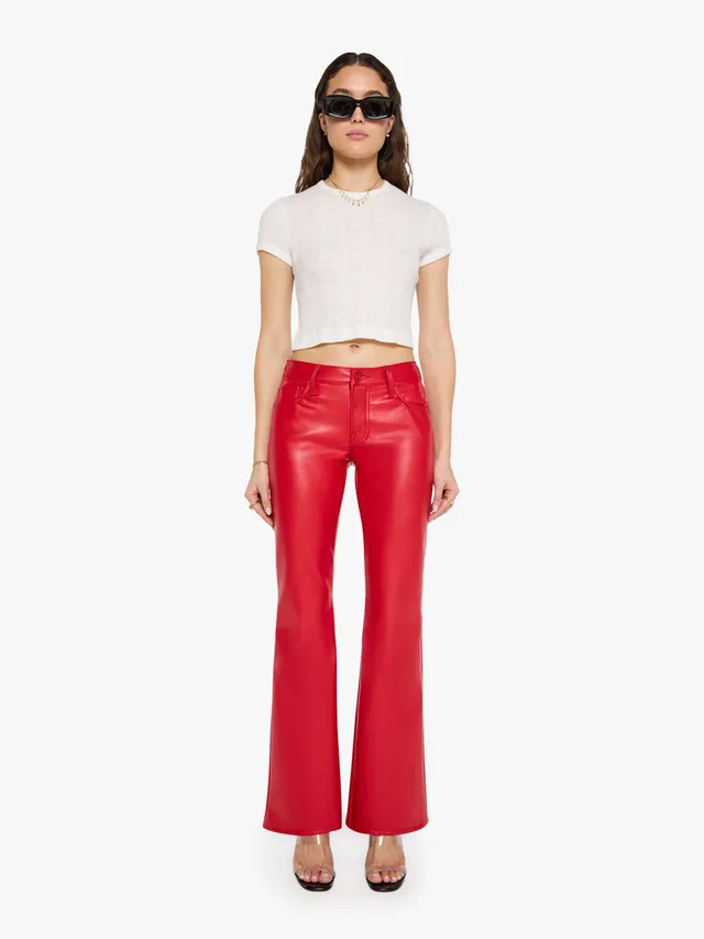 Mother The Jinx Sneak Hose Cherry Red Low Rise 32