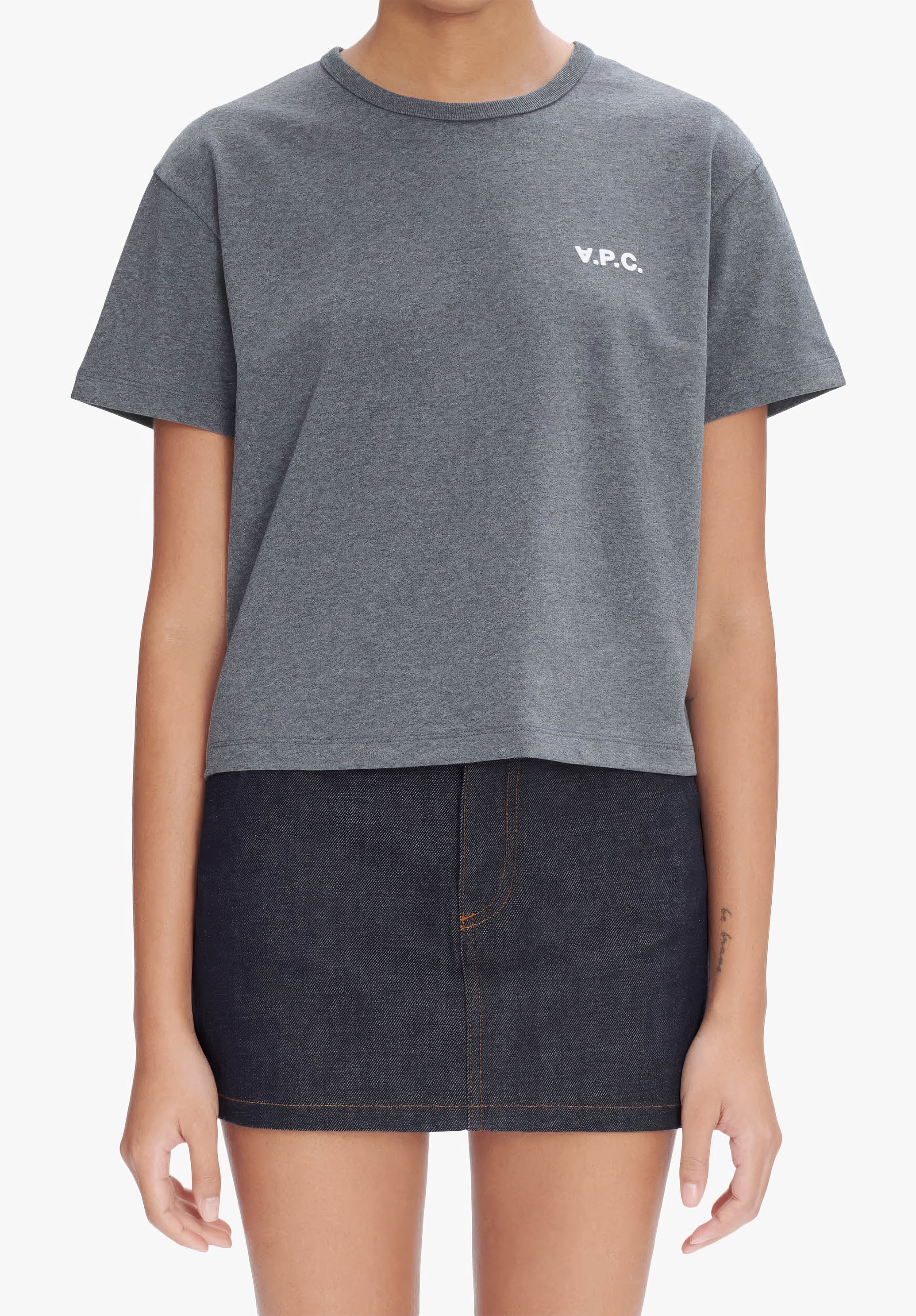 A.P.C. Boxy Petit VPC T-Shirt Bio-Baumwolle Samtflock