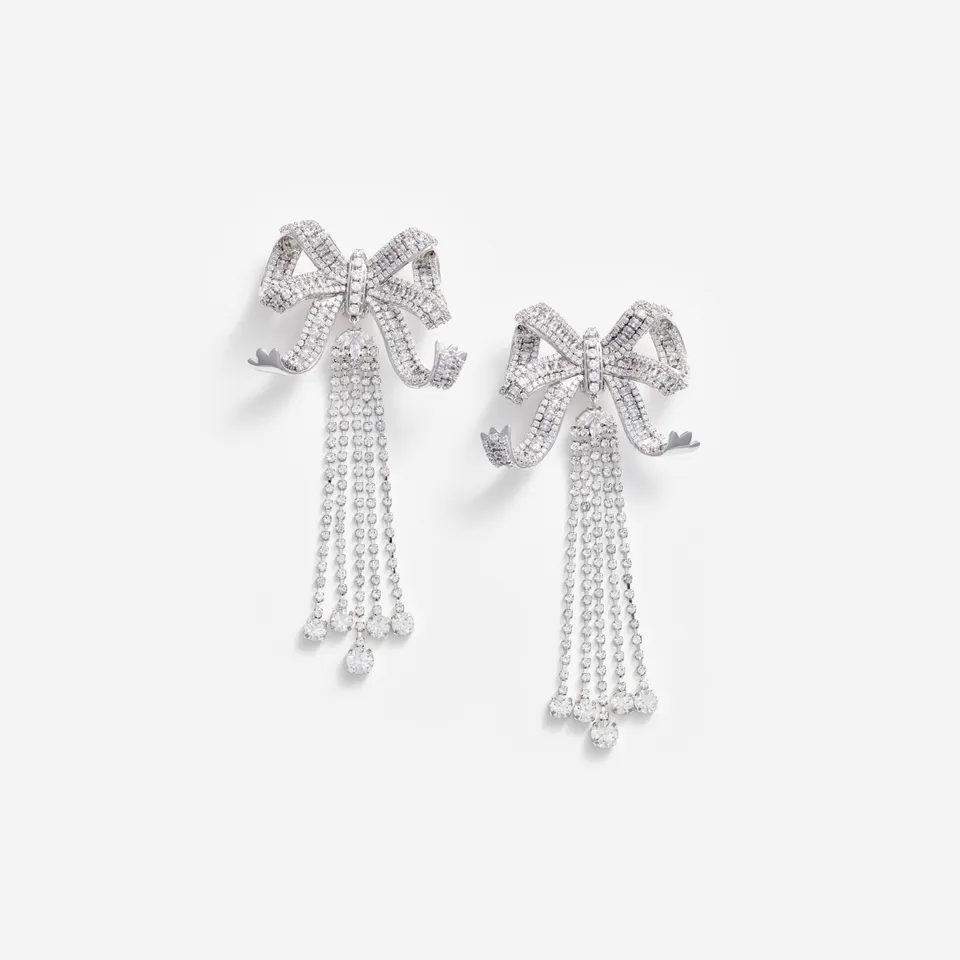 Self Portrait Large Crystal Bow Ohrringe Silber Kristall