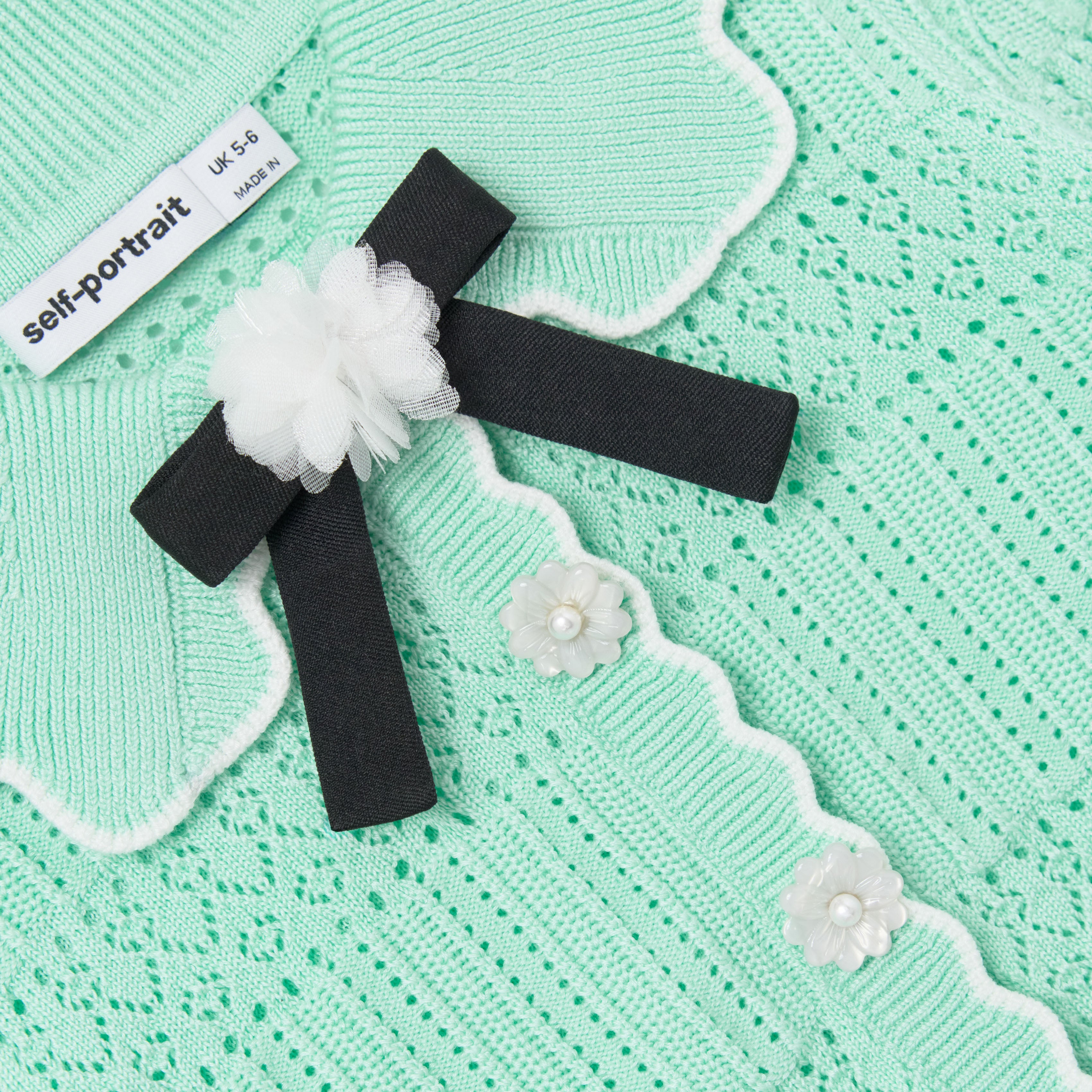 Self Portrait Mint Pointelle Strickjacke Cardigan