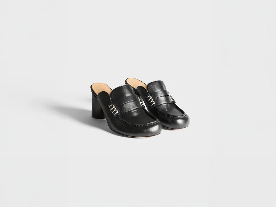 J.W.Anderson Heeled Loafer Mule Pumps Schwarz Leder