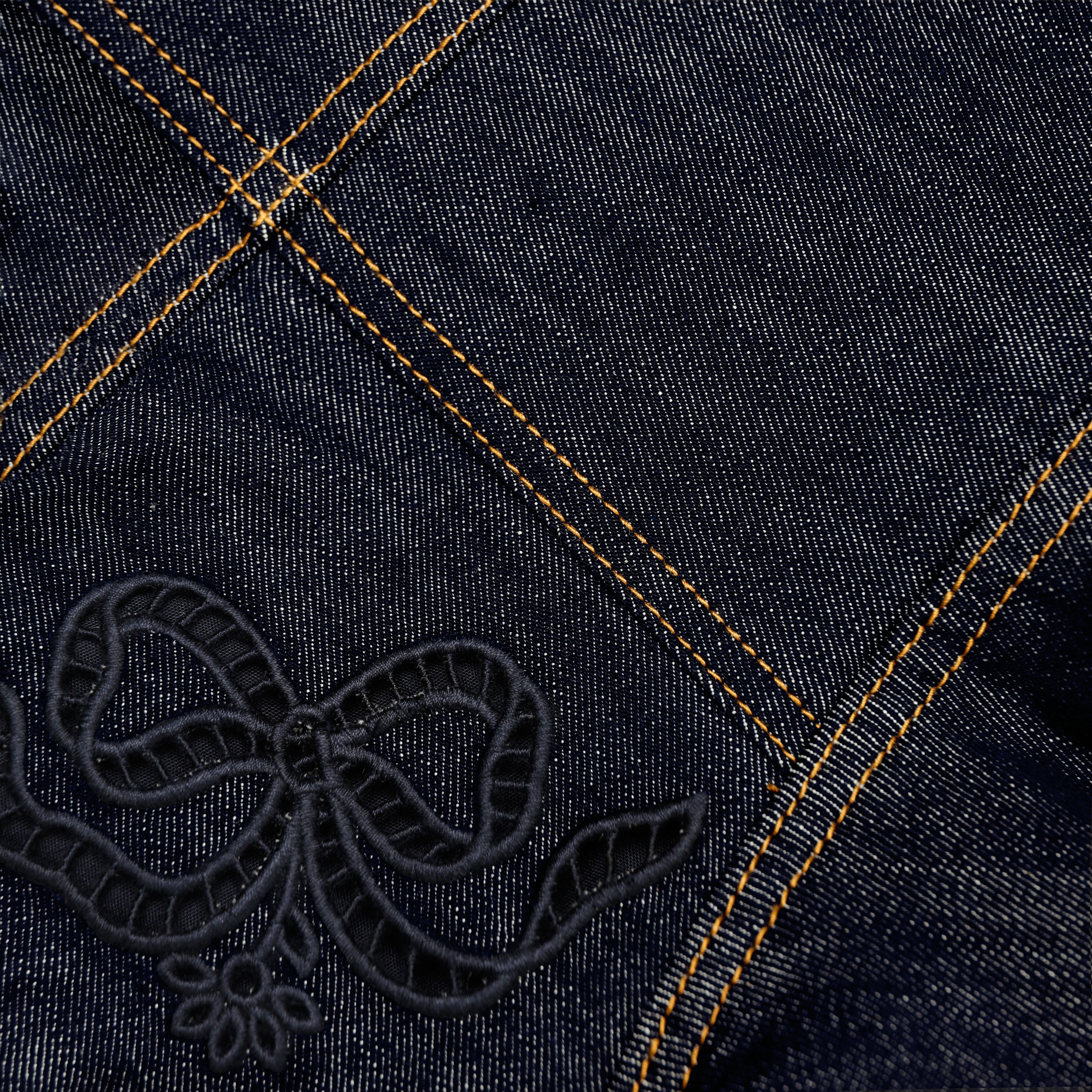 Self Portrait Denim Bow Midi Kleid indigo UK 8