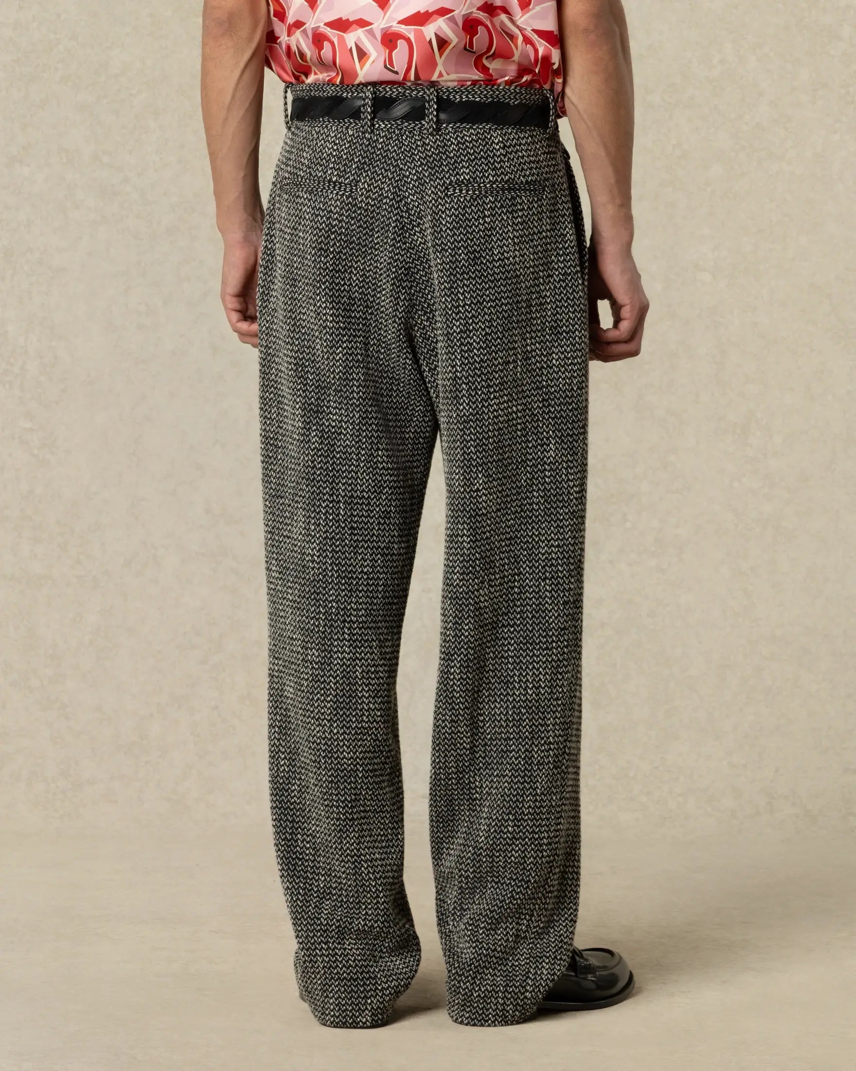 Drôle De Monsieur Tweed Hose Schwarz Wide Leg Wolle