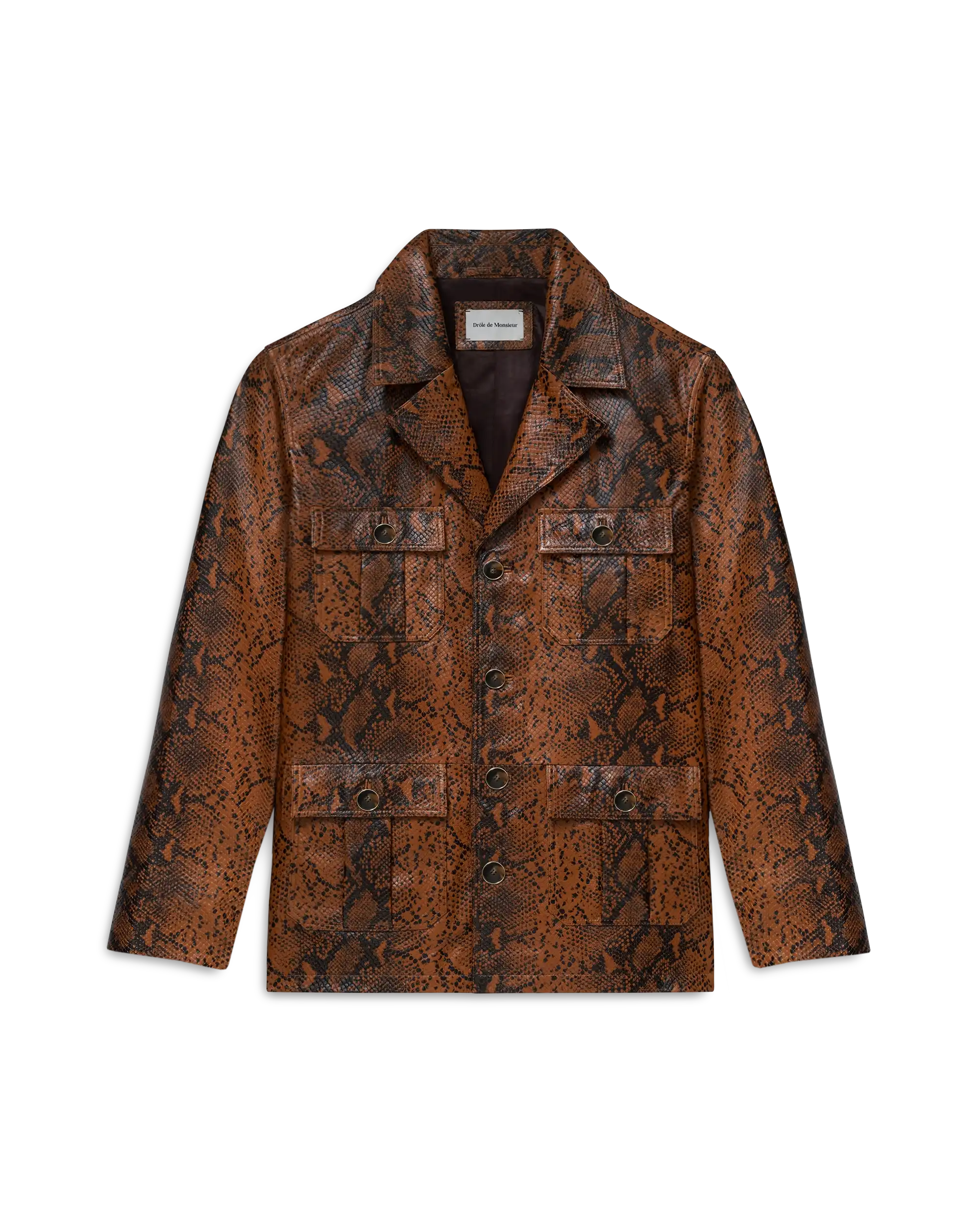 Drôle De Monsieur Veste Cuir Python Lederjacke Braun