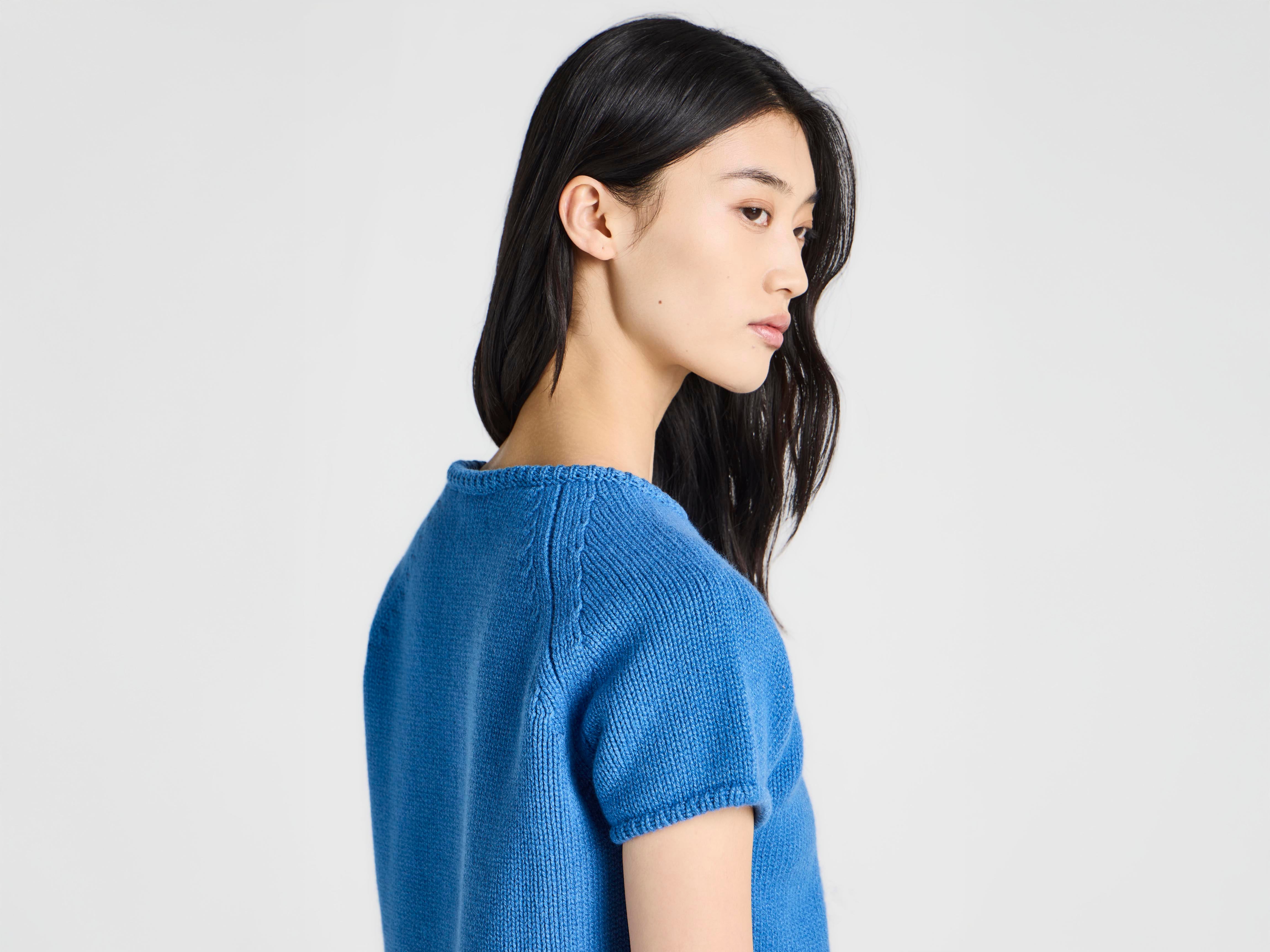 J.W.Anderson Knitted T-Shirt Cornflower Blue Damen