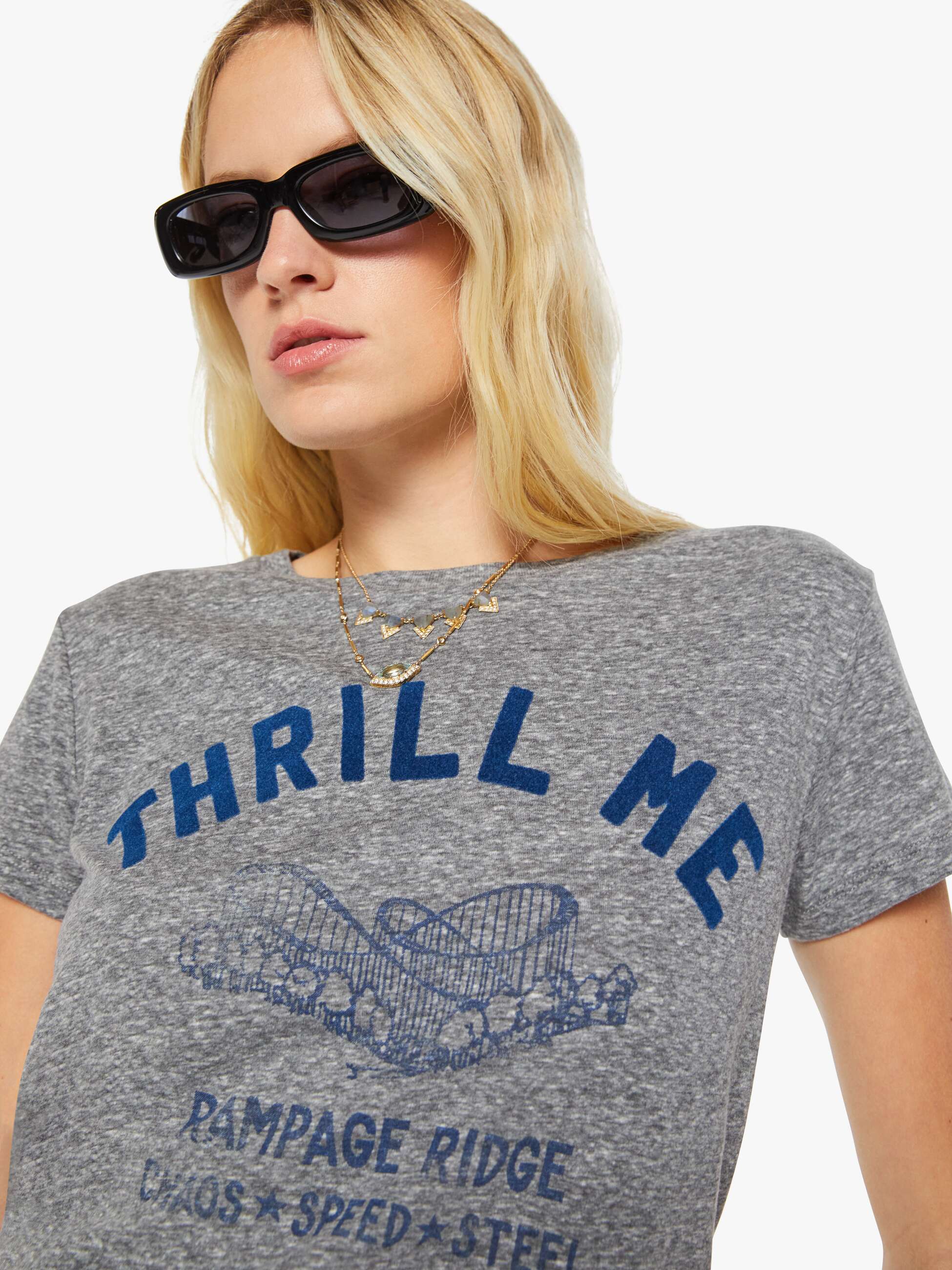 Mother Boxy Goodie Goodie T-Shirt Thrill Me Grau
