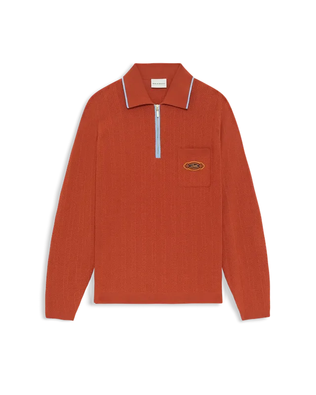 Drôle De Monsieur Polo Maille Drôle Patch Strickpolo Brick Baumwolle