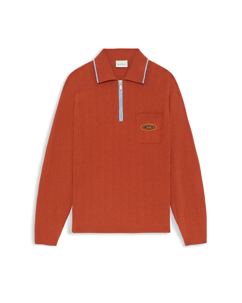 Drôle De Monsieur Polo Maille Drôle Patch Strickpolo Brick Baumwolle