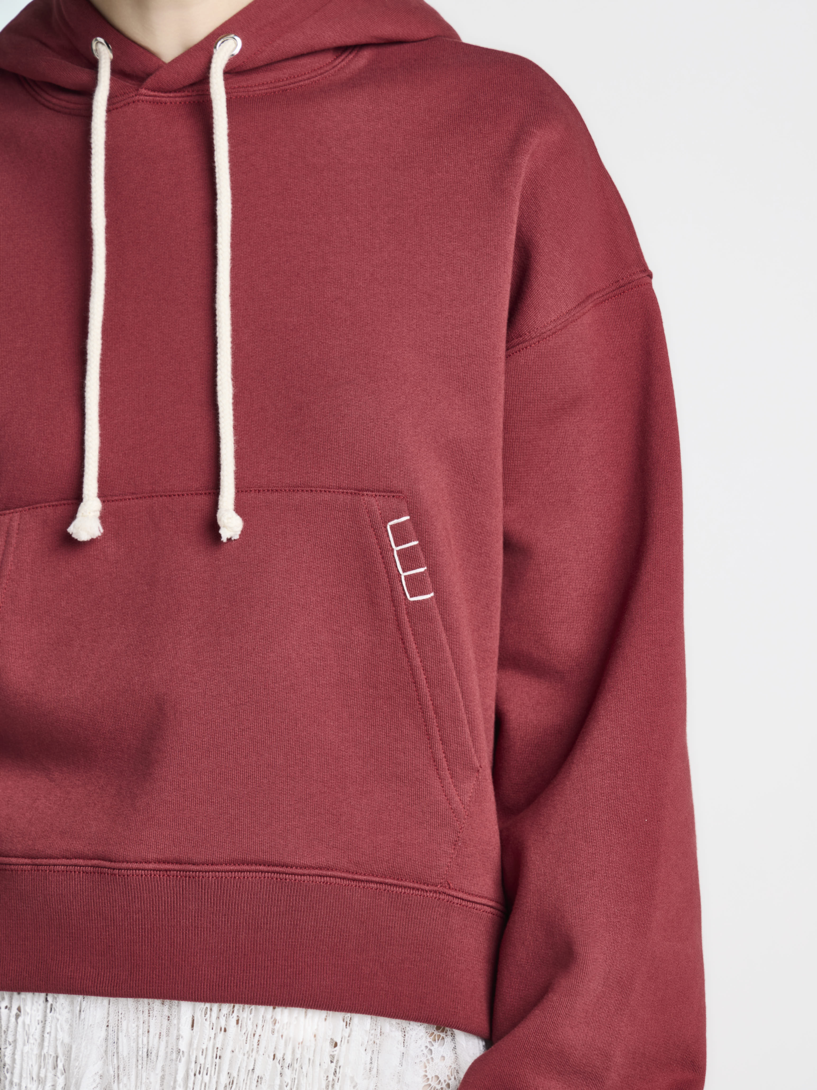 J.W.Anderson Hoodies Curved Hem Hoodie Burgundy Bordeaux