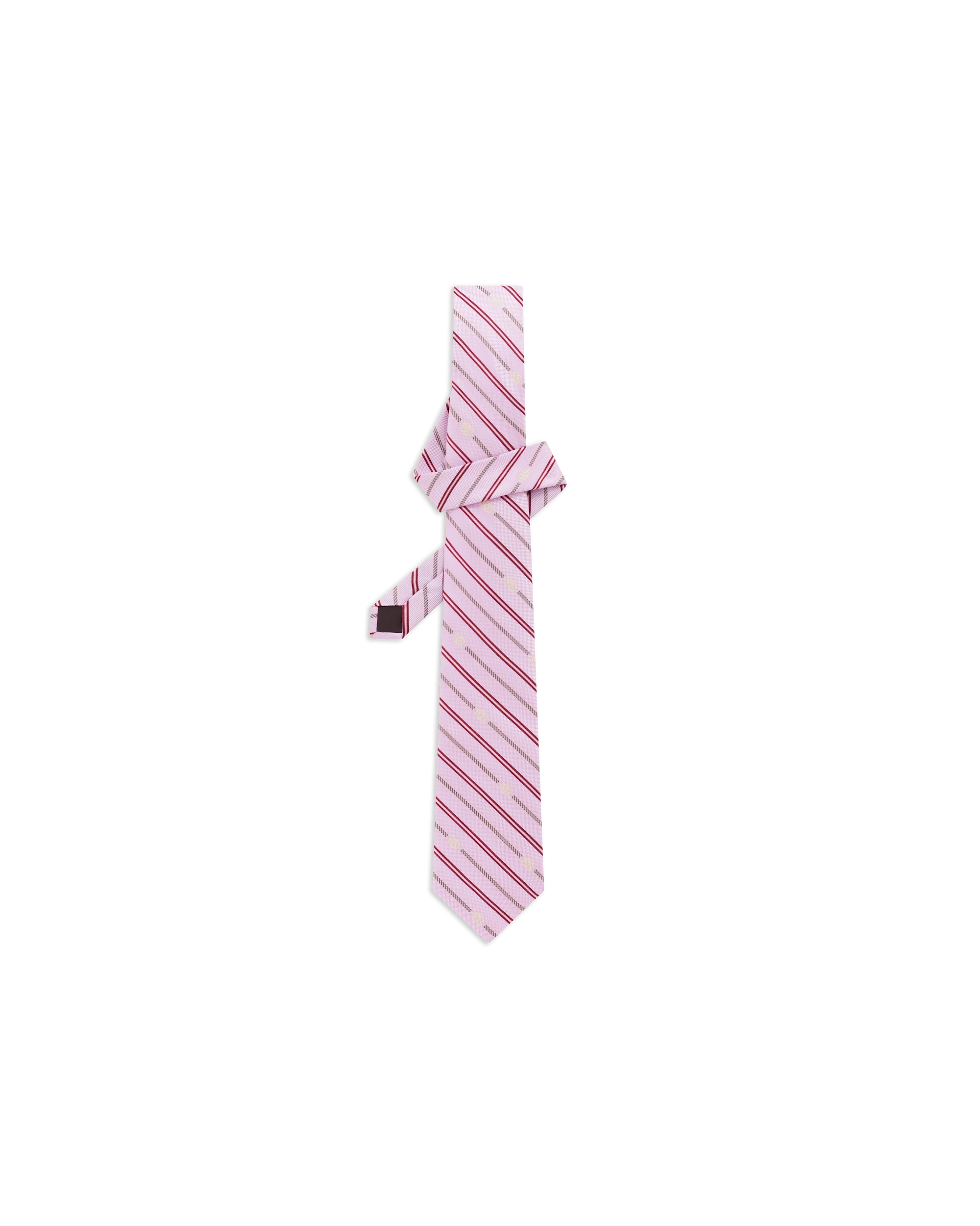 Drôle De Monsieur Silk Stripped Tie Krawatte Pink Seide